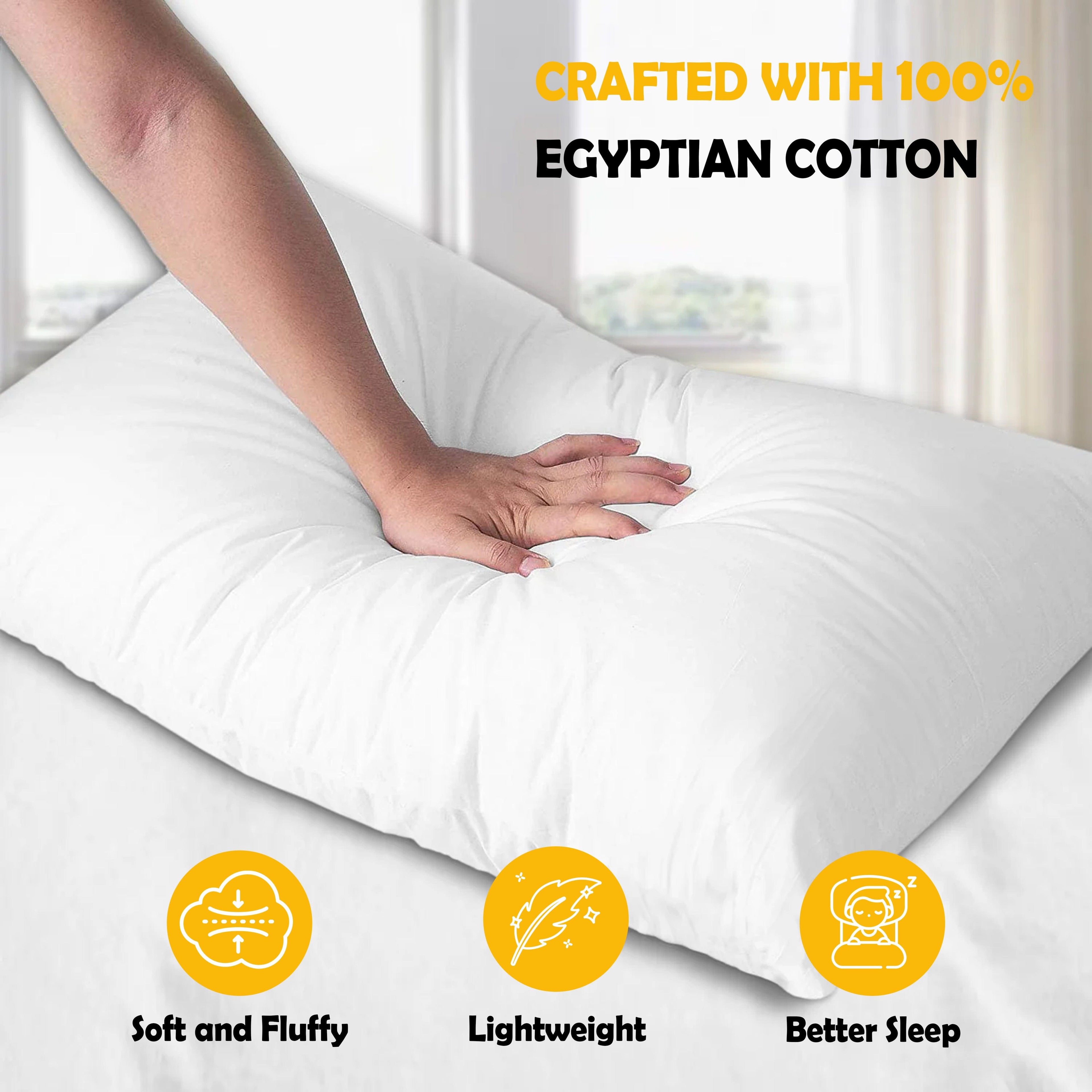 OLIVIA ROCCO 2 Pack Egyptian Cotton Blend Pillows Hotel Quality Soft Medium Support