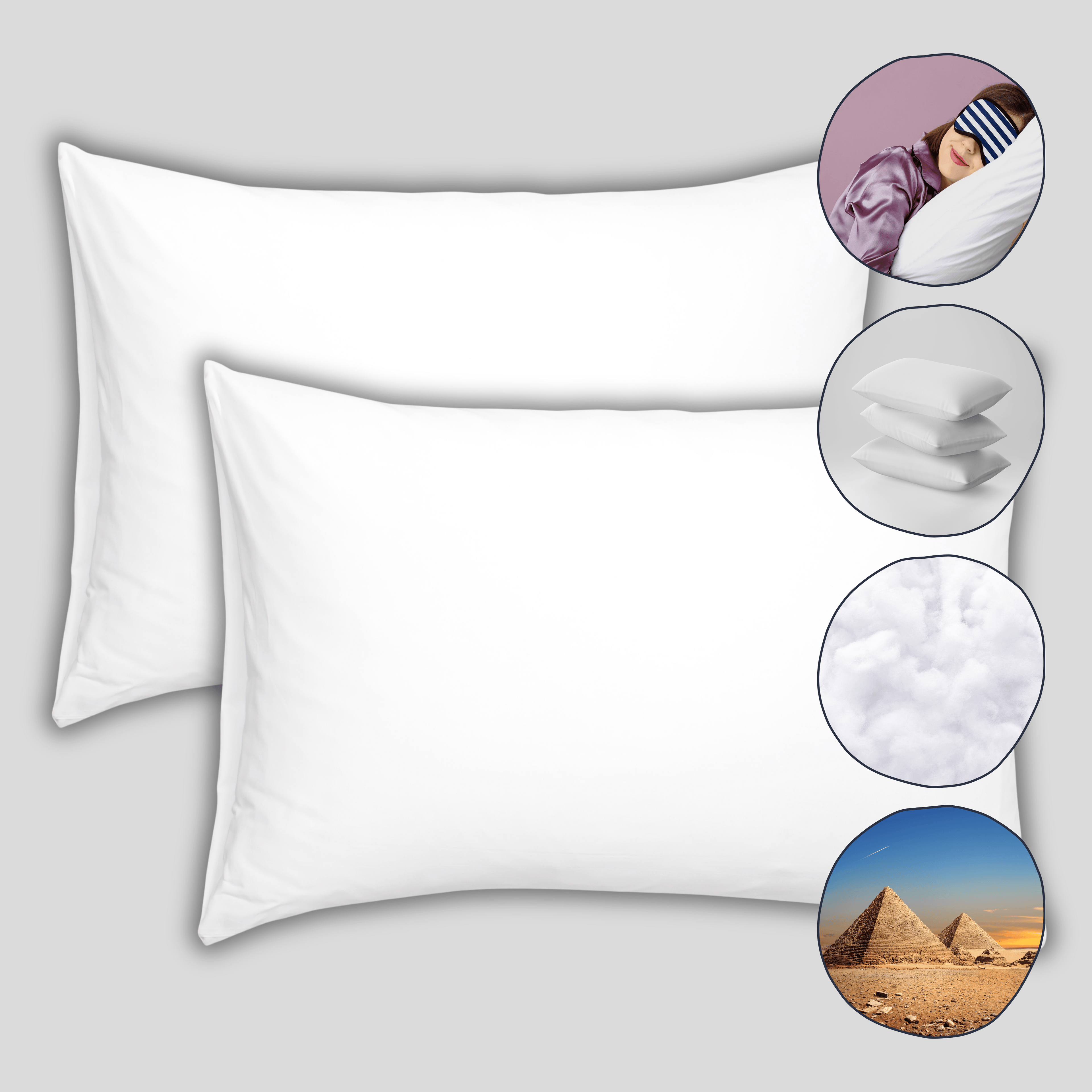 OLIVIA ROCCO 2 Pack Egyptian Cotton Blend Pillows Hotel Quality Soft Medium Support