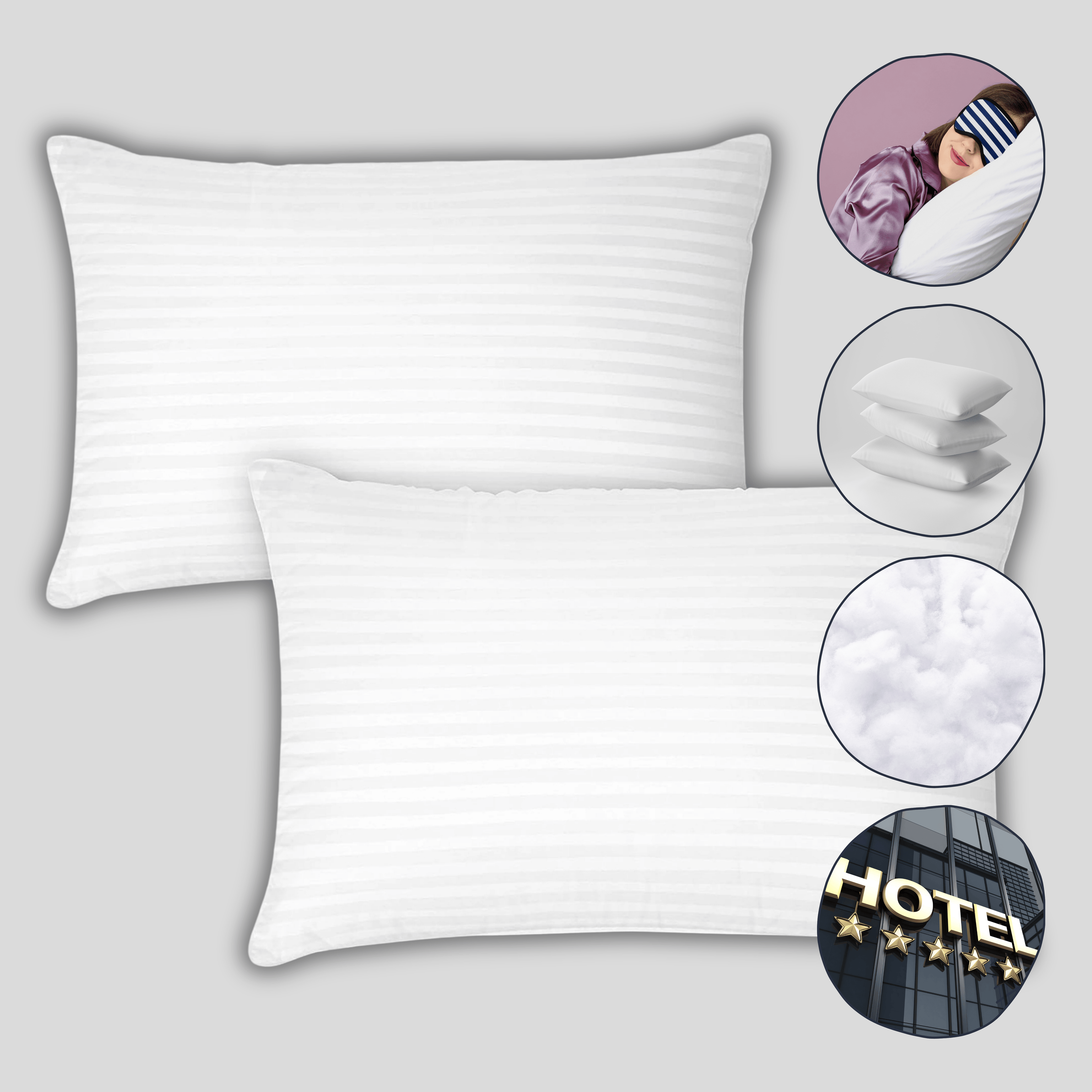 OLIVIA ROCCO 2 Pack Luxury Hotel Pillows Hypoallergenic Hollowfibre Soft Medium Support