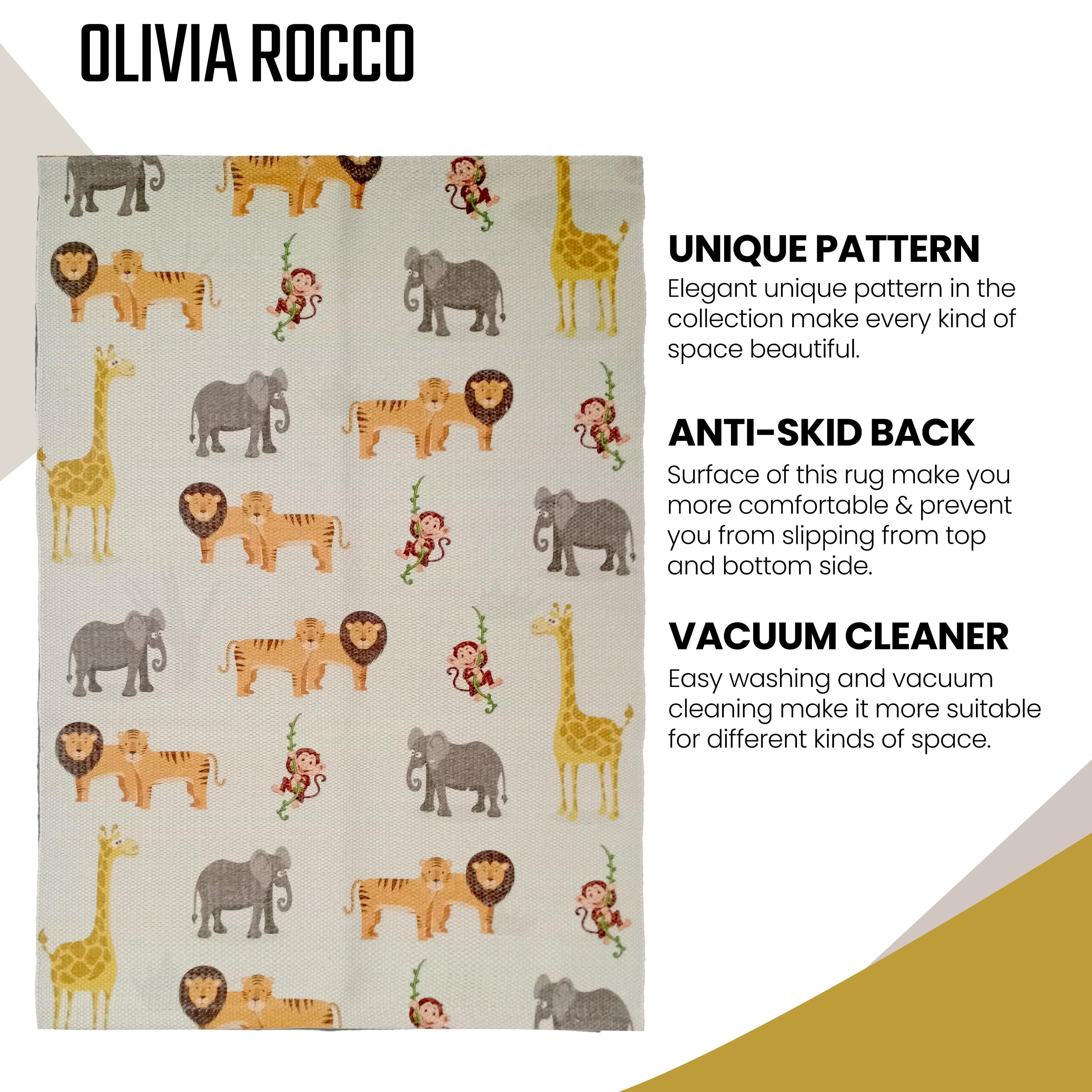 OLIVIA ROCCO Animal Print Rug Safari Non Slip Soft Durable Floor Rug for Living Room