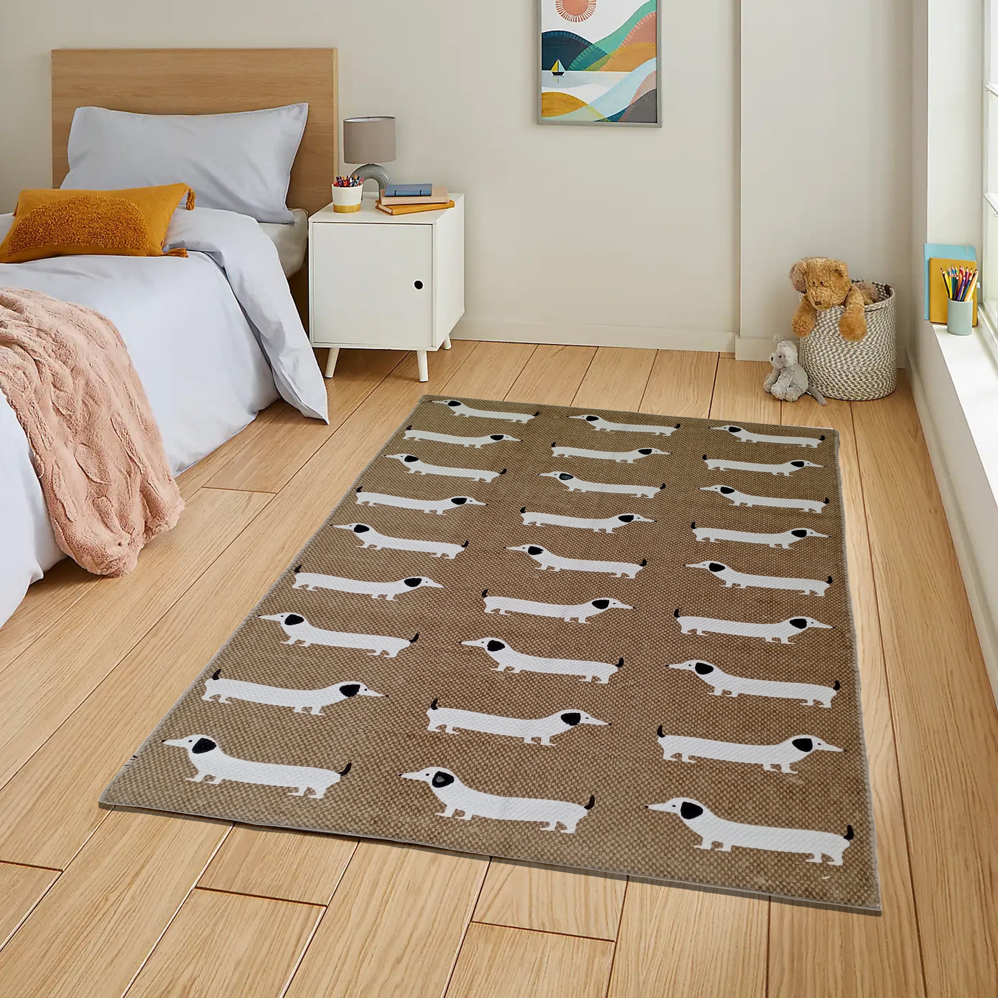 OLIVIA ROCCO Animal Print Sausage Dog Non-Slip Rug Eco-Friendly Durable Floor Rug