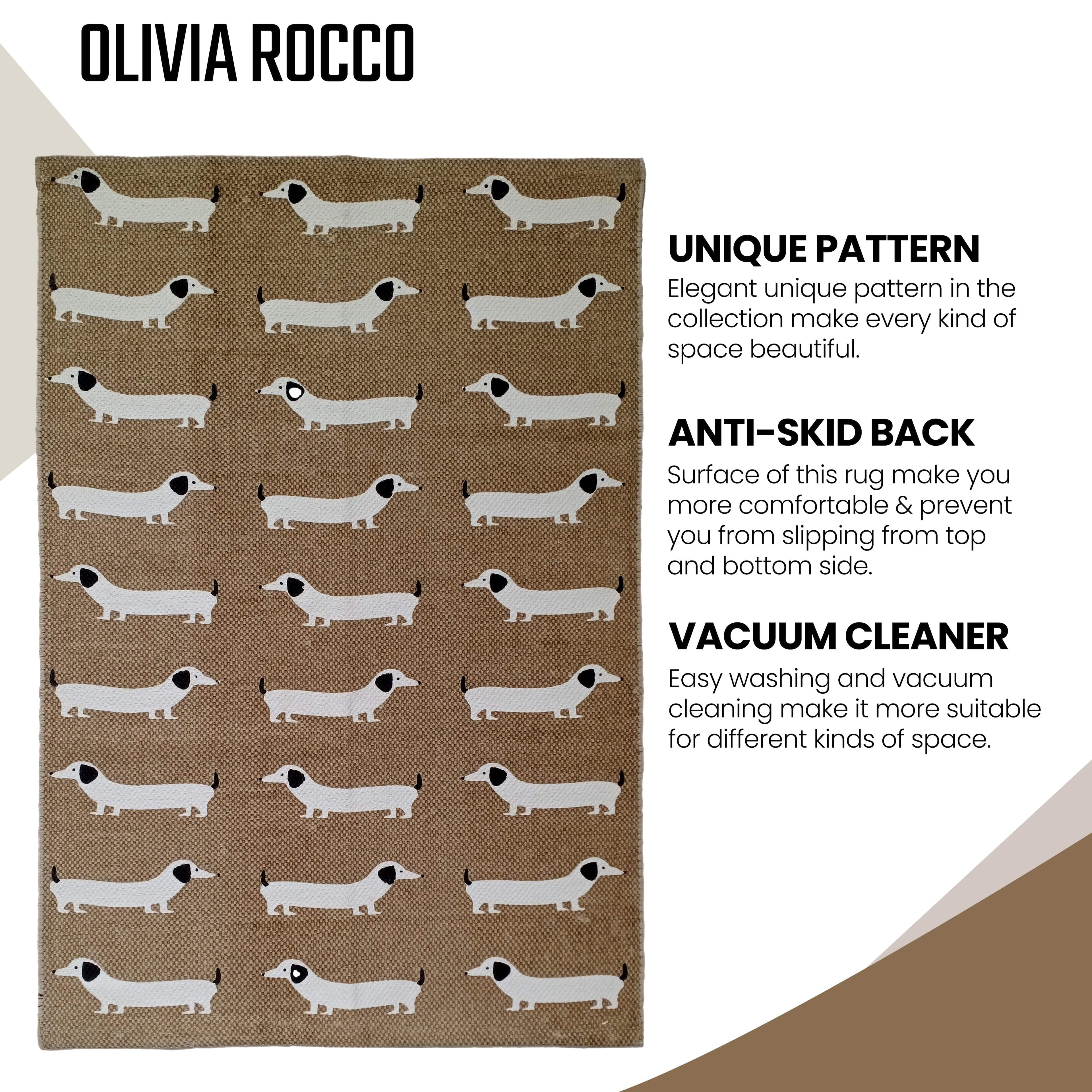 OLIVIA ROCCO Animal Print Sausage Dog Non-Slip Rug Eco-Friendly Durable Floor Rug