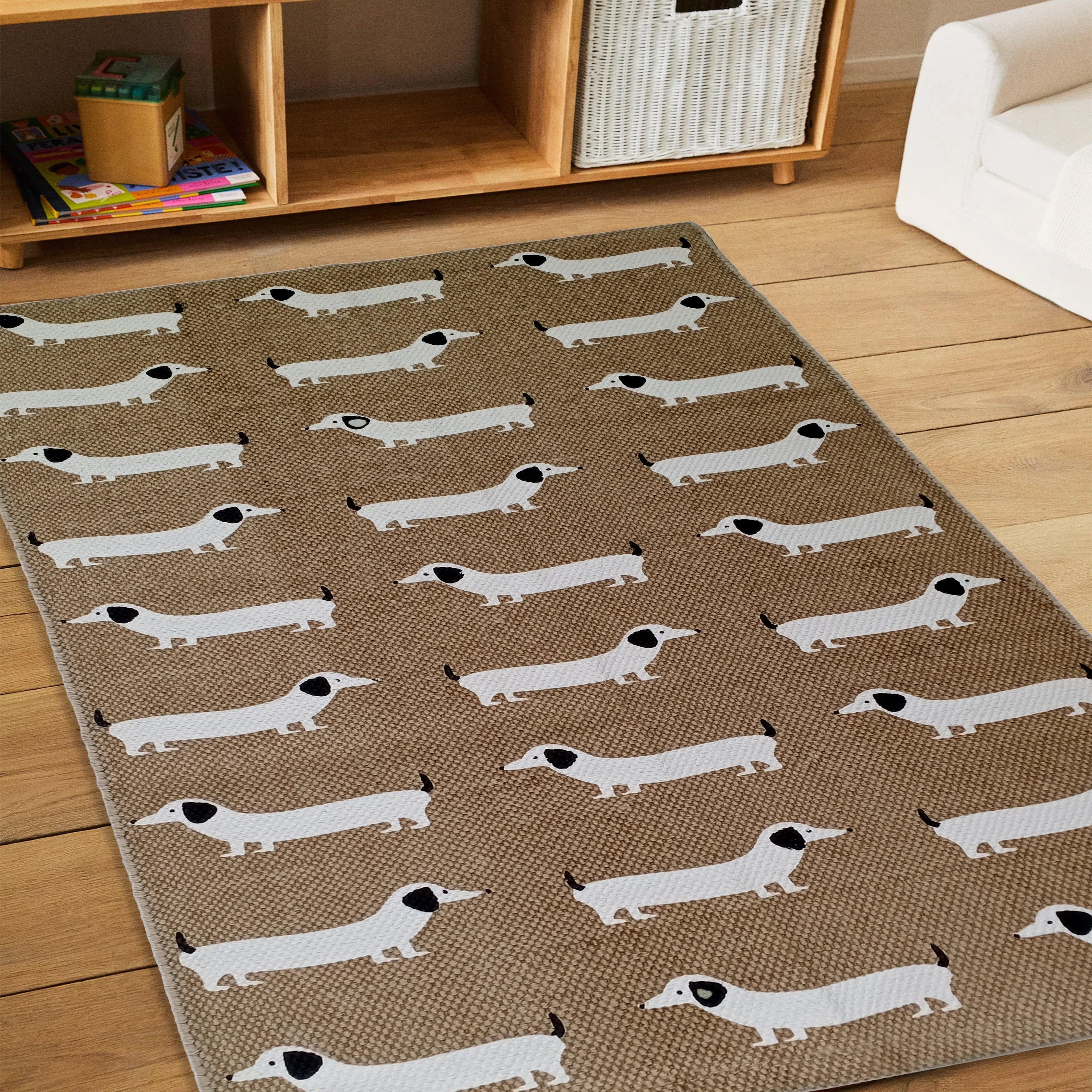 OLIVIA ROCCO Animal Print Sausage Dog Non-Slip Rug Eco-Friendly Durable Floor Rug
