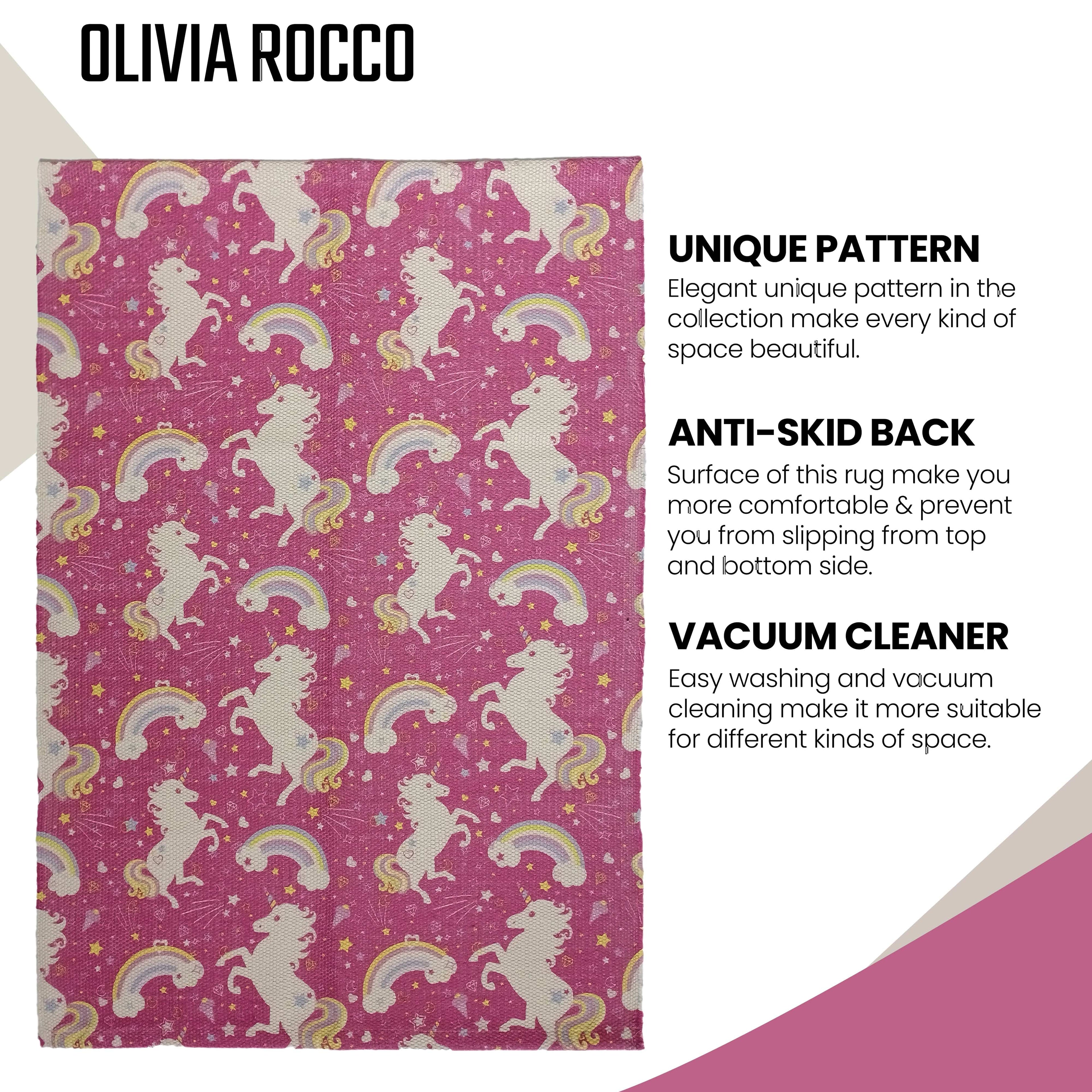 OLIVIA ROCCO Animal Print Unicorn Rug Non Slip Soft Durable Eco Friendly Floor Rug