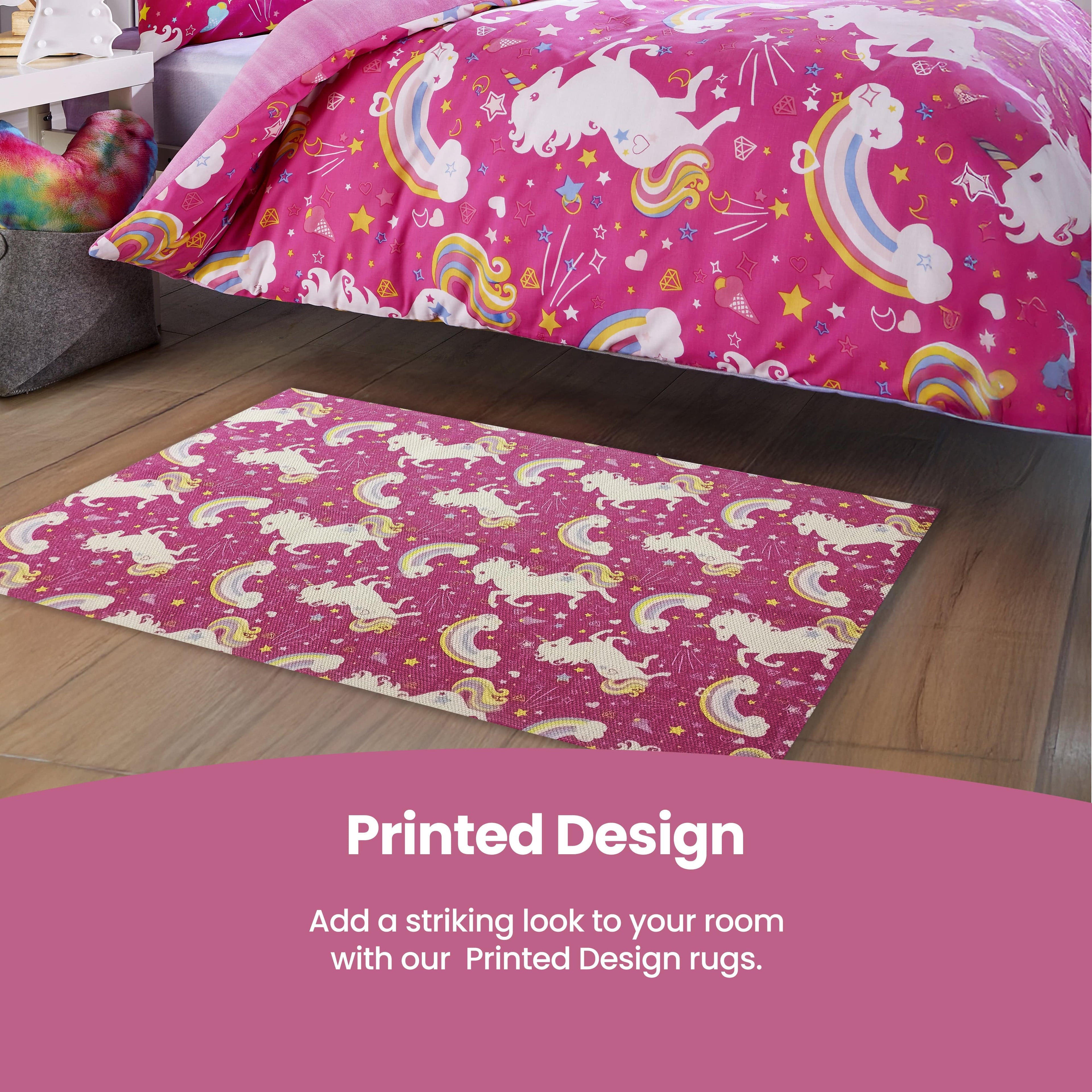 OLIVIA ROCCO Animal Print Unicorn Rug Non Slip Soft Durable Eco Friendly Floor Rug