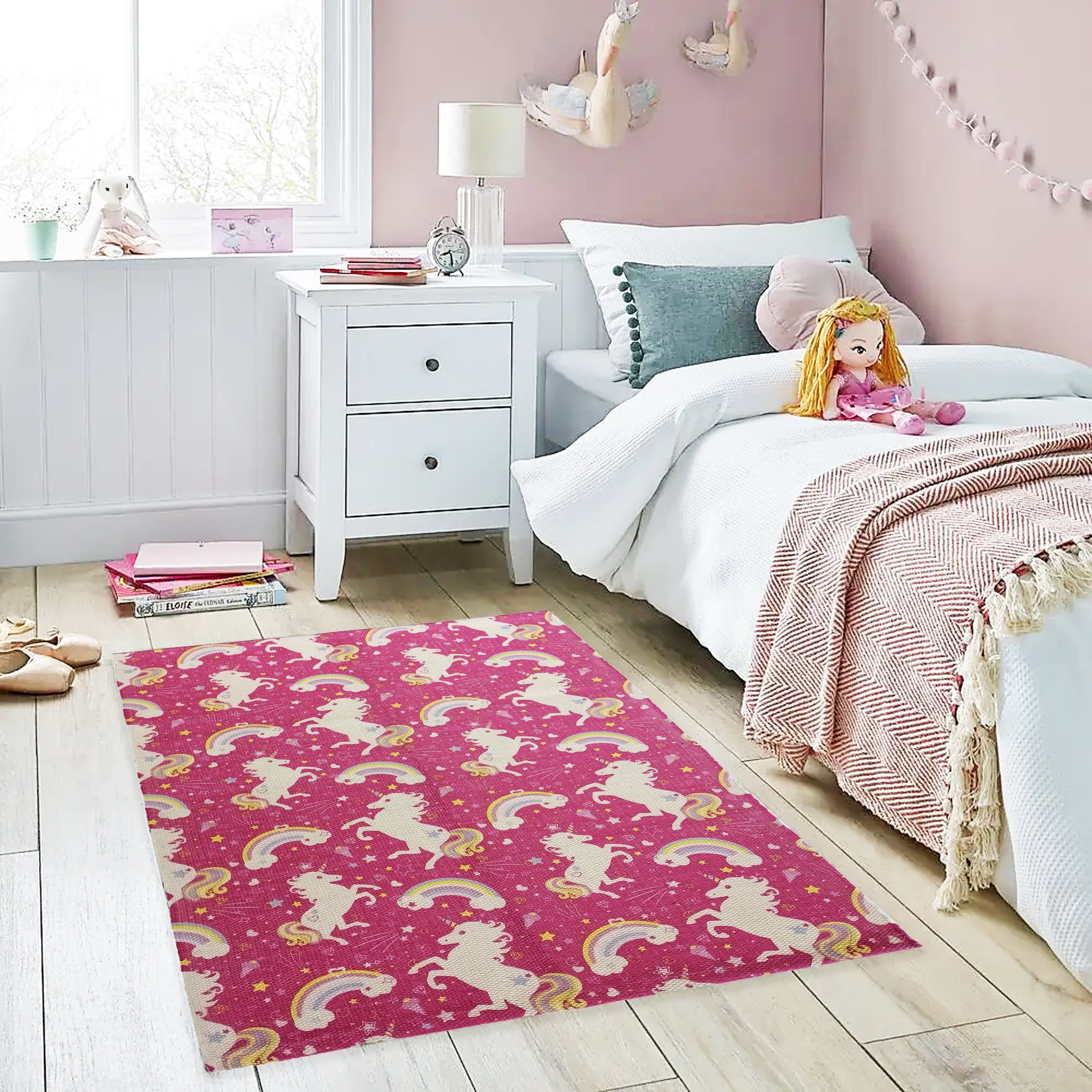 OLIVIA ROCCO Animal Print Unicorn Rug Non Slip Soft Durable Eco Friendly Floor Rug