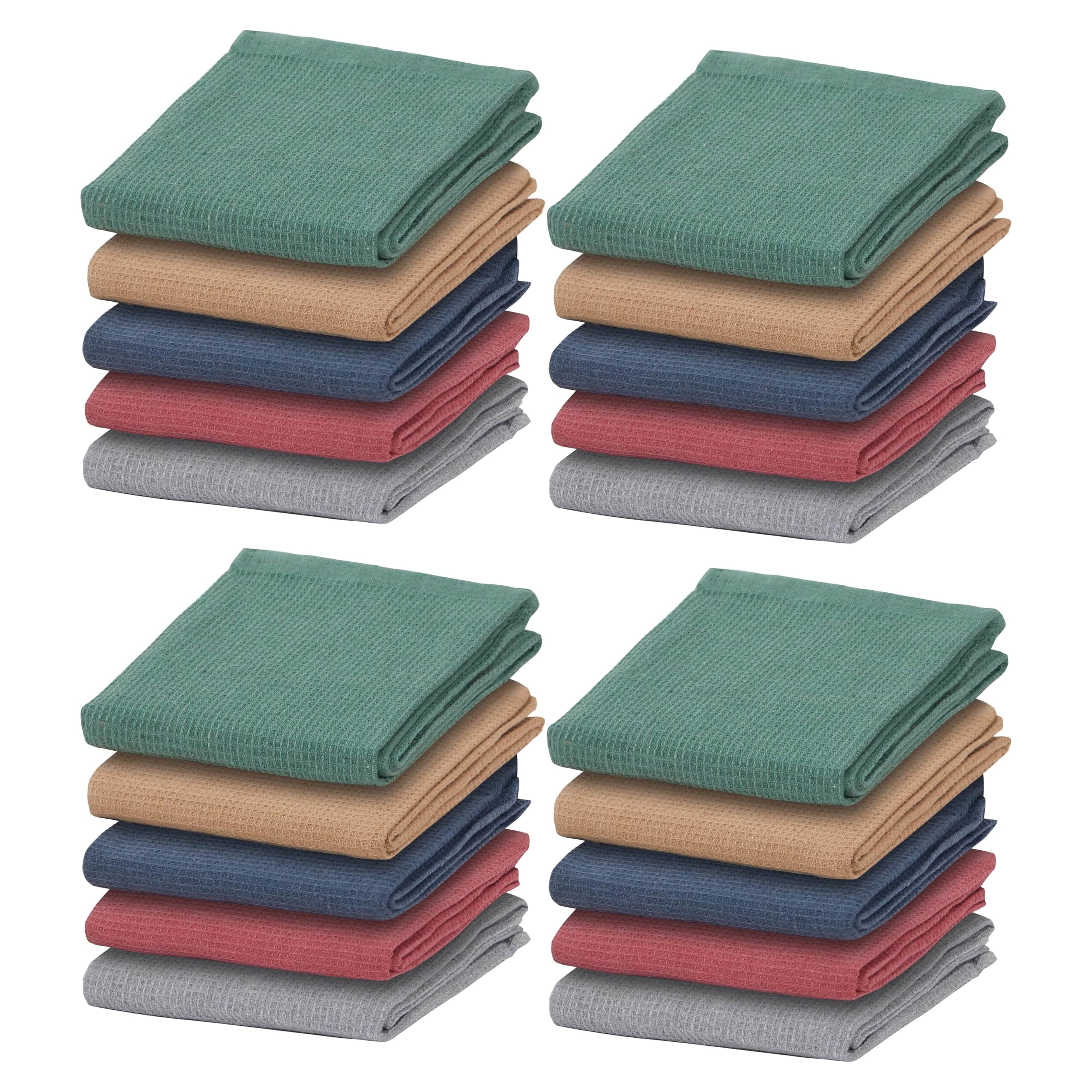 OLIVIA ROCCO 20 Pack Tea Towel Set Waffle Weave 100% Cotton Absorbent Durable Kitchen