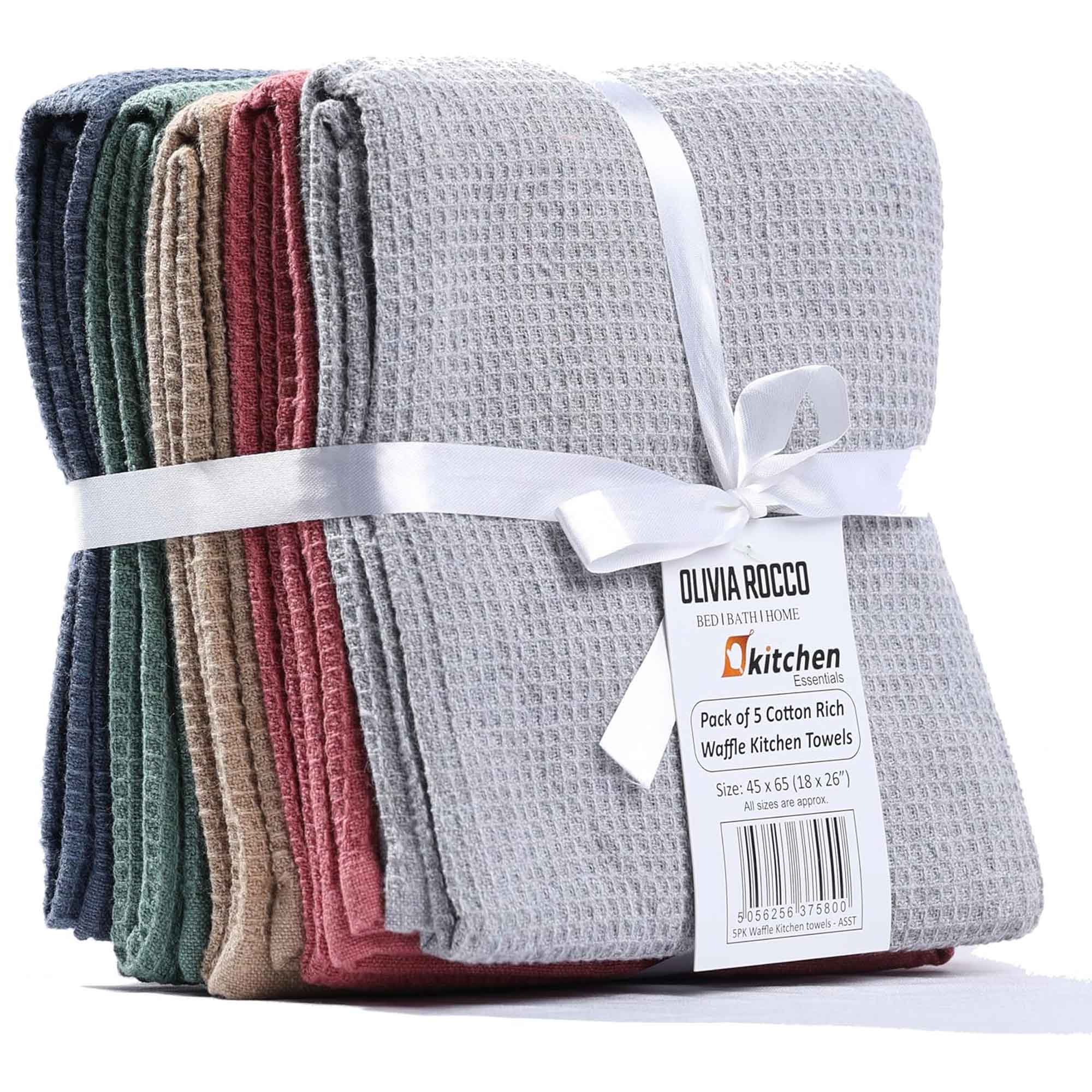 OLIVIA ROCCO 20 Pack Tea Towel Set Waffle Weave 100% Cotton Absorbent Durable Kitchen