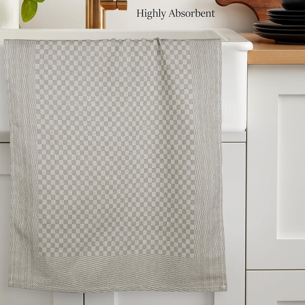 OLIVIA ROCCO Pack Of 5 Large 100% Cotton Tea Towels Quick Dry Check Pattern Dish Cloths