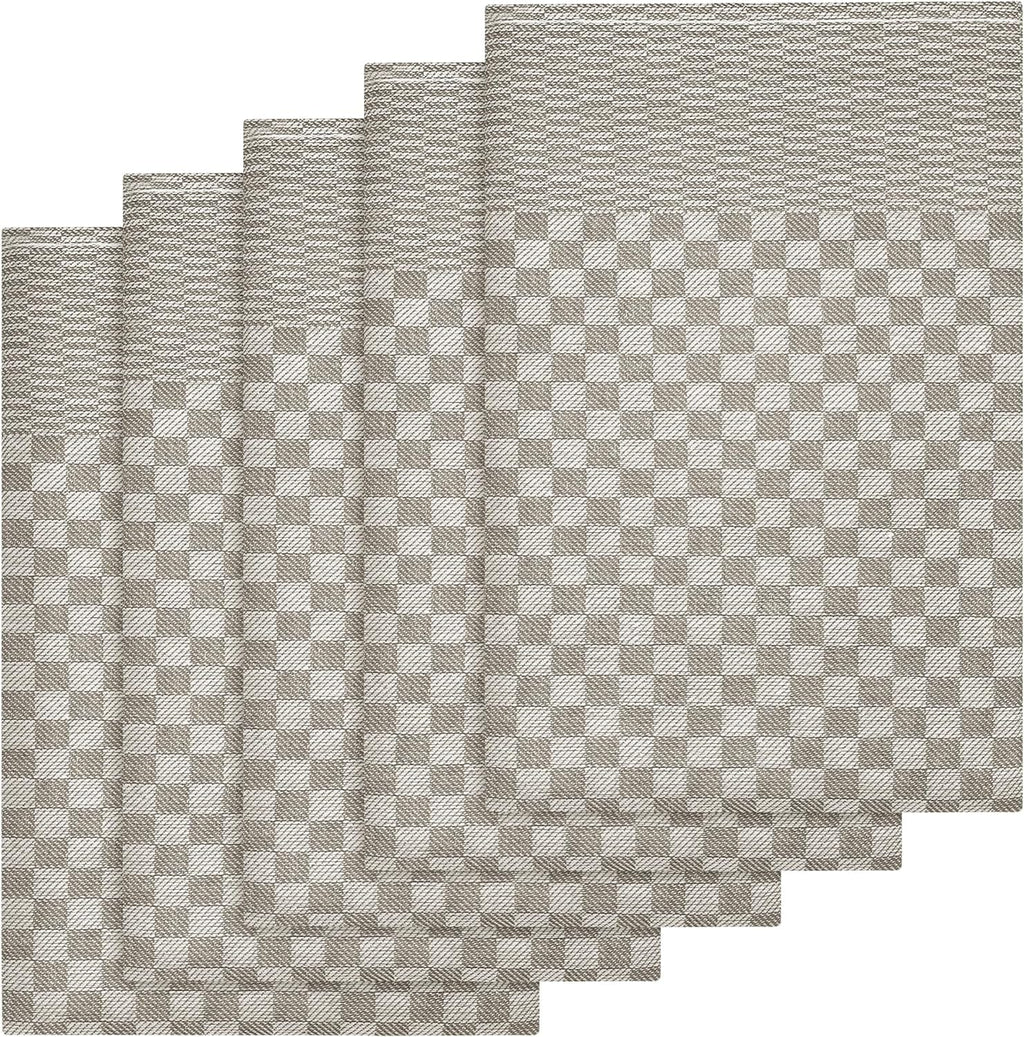 OLIVIA ROCCO Pack Of 5 Large 100% Cotton Tea Towels Quick Dry Check Pattern Dish Cloths