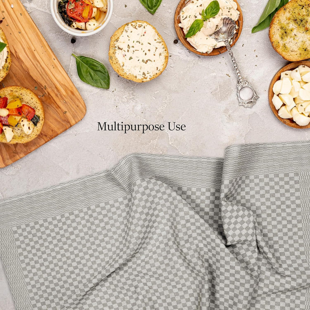 OLIVIA ROCCO Pack Of 5 Large 100% Cotton Tea Towels Quick Dry Check Pattern Dish Cloths