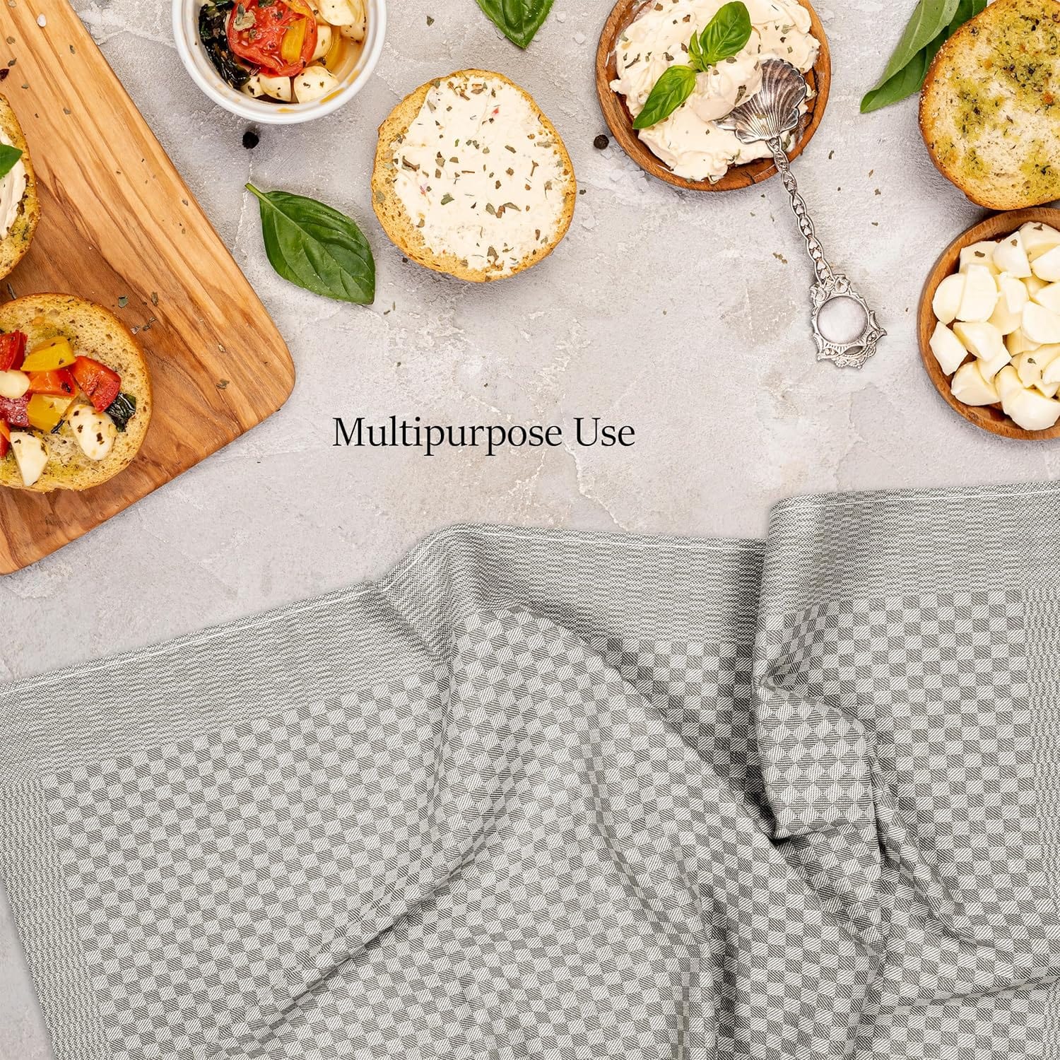 OLIVIA ROCCO Pack Of 5 Large 100% Cotton Tea Towels Quick Dry Check Pattern Dish Cloths