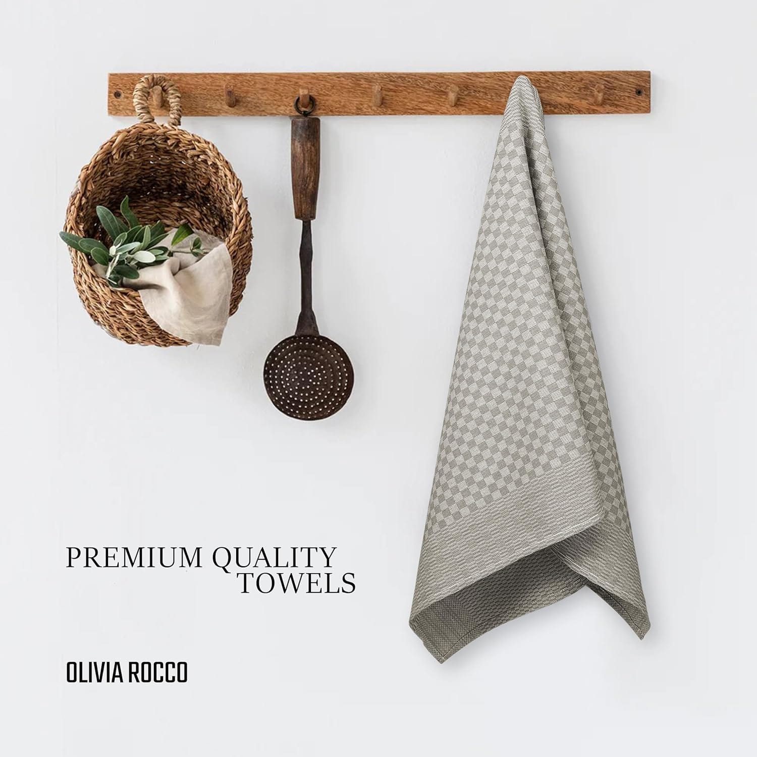 OLIVIA ROCCO Pack Of 5 Large 100% Cotton Tea Towels Quick Dry Check Pattern Dish Cloths