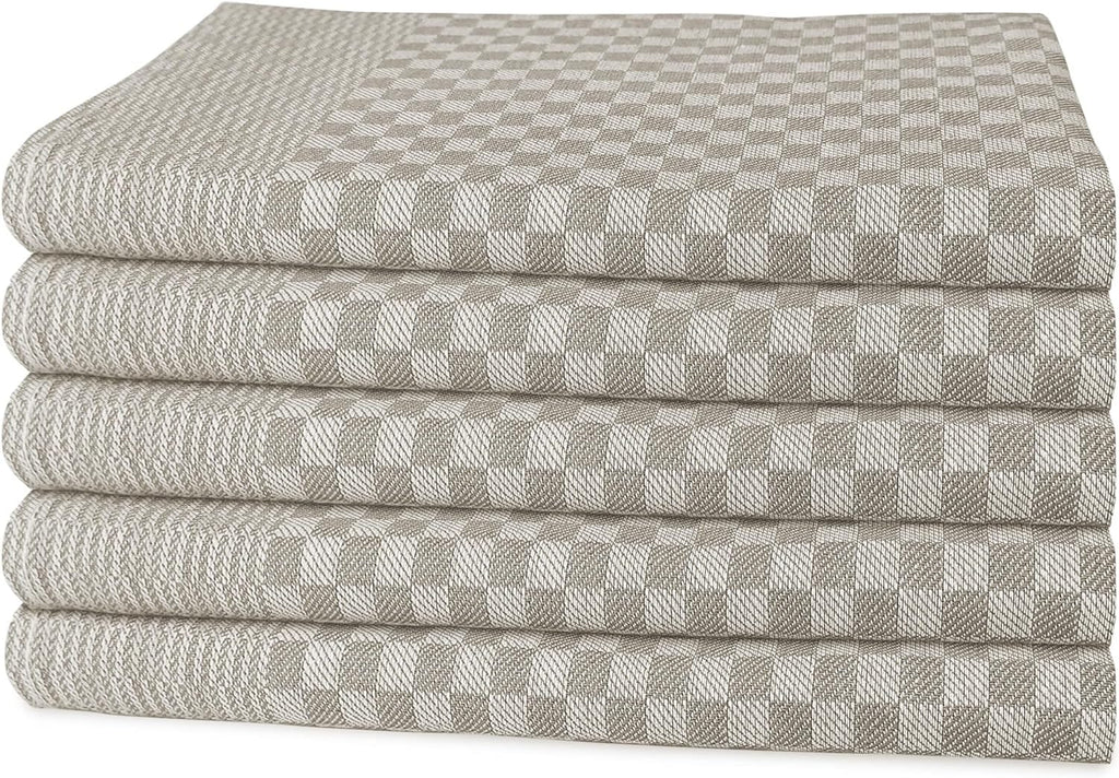 OLIVIA ROCCO Pack Of 5 Large 100% Cotton Tea Towels Quick Dry Check Pattern Dish Cloths