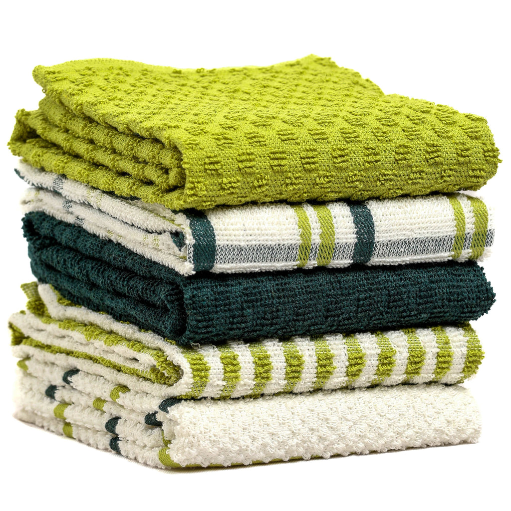 OLIVIA ROCCO 5 Pack Cotton Terry Kitchen Towels 45x65cm Super Absorbent Quick Drying