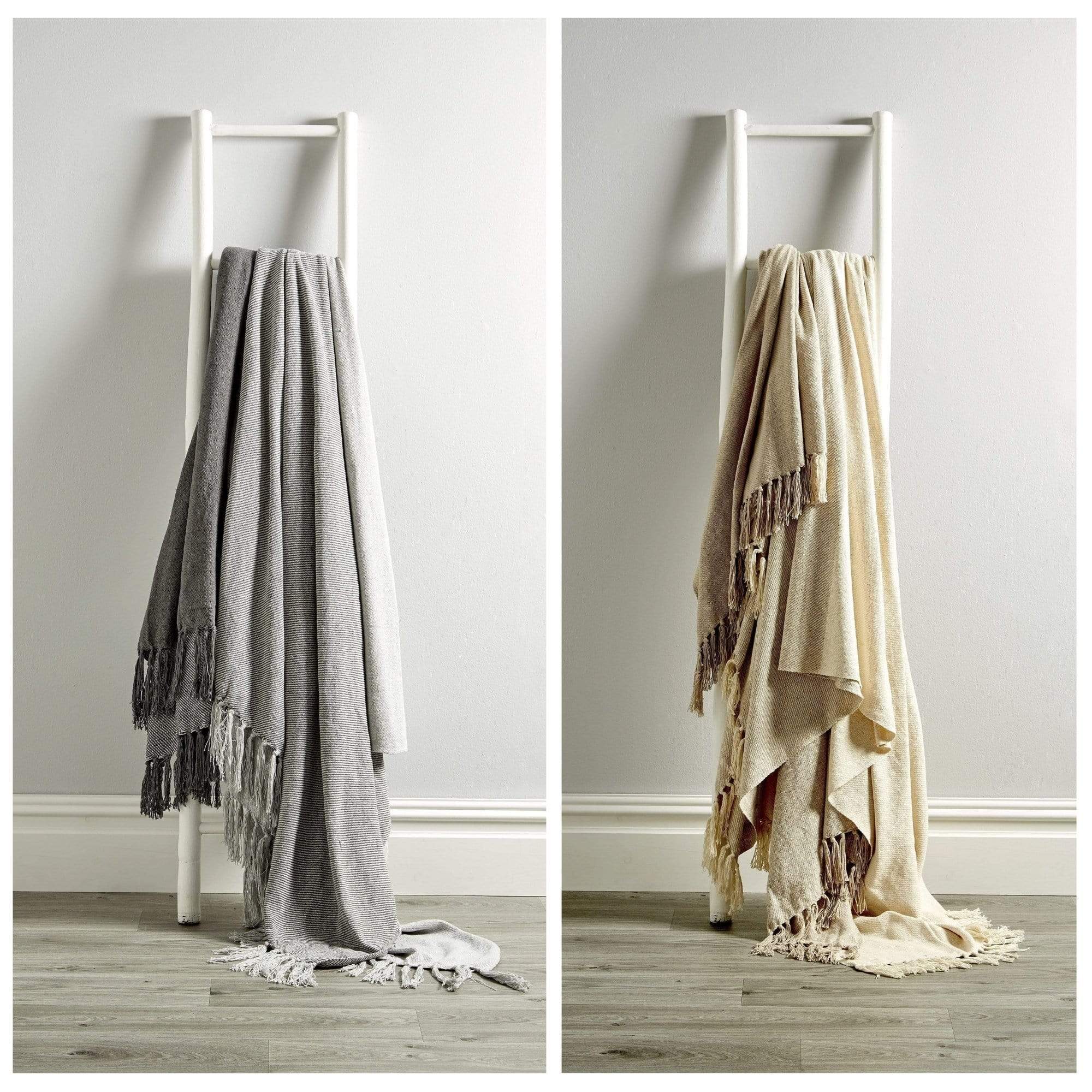 OLIVIA ROCCO Handwoven Large Check Pure Indian Cotton Throw Blanket With Tassels Eco