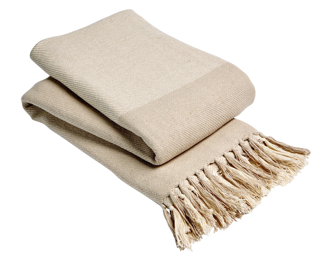 OLIVIA ROCCO Handwoven Large Check Pure Indian Cotton Throw Blanket With Tassels Eco