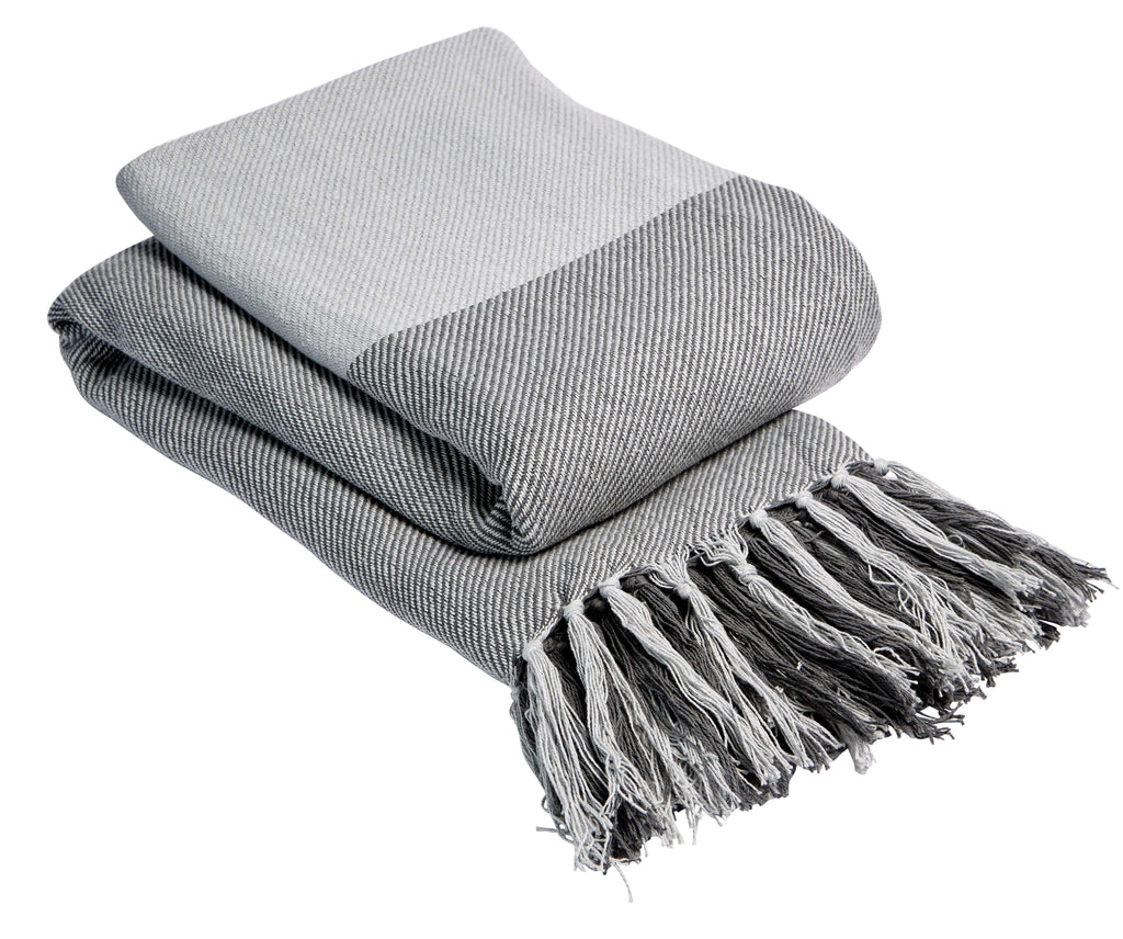 OLIVIA ROCCO Handwoven Large Check Pure Indian Cotton Throw Blanket With Tassels Eco