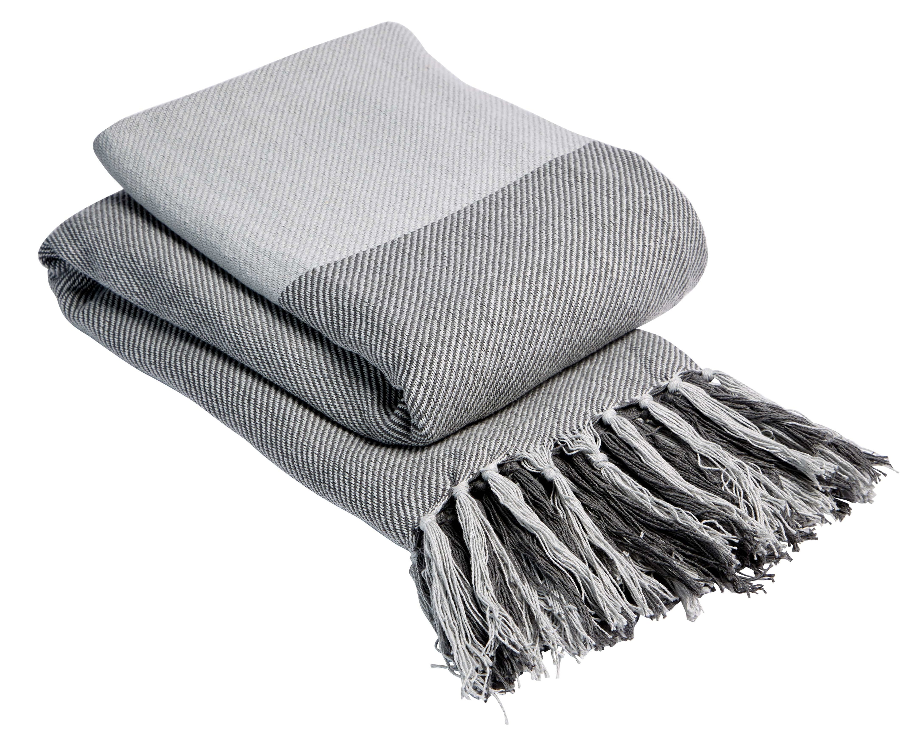 OLIVIA ROCCO Handwoven Large Check Pure Indian Cotton Throw Blanket With Tassels Eco
