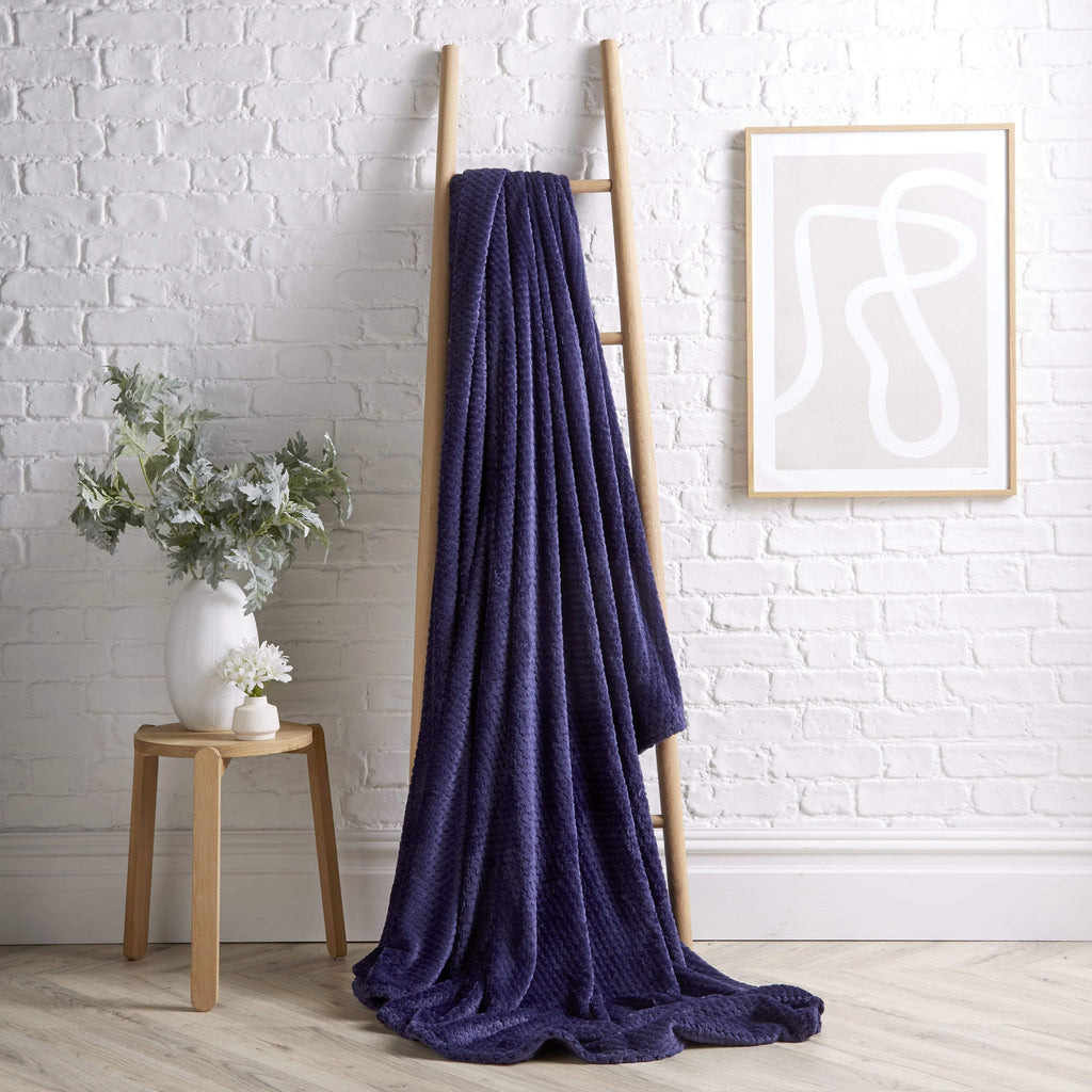 OLIVIA ROCCO Cloud Honeycomb Throw Oversized Chunky Soft Fleece Blanket Faux Fur