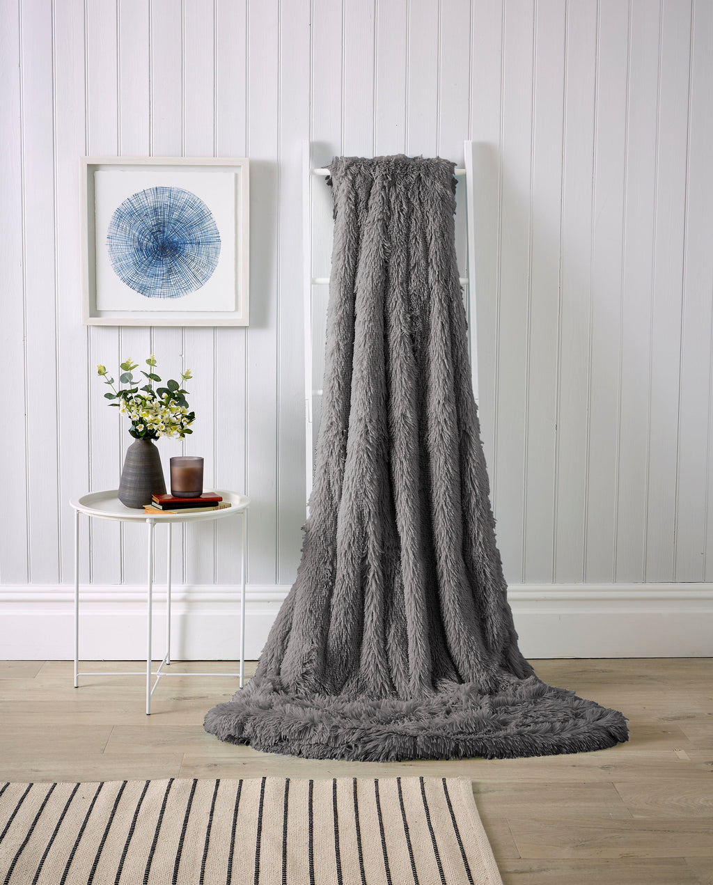 OLIVIA ROCCO Oversized Chunky Soft Fleece Blanket Fluffy Faux Fur Throw For Sofa And Bed