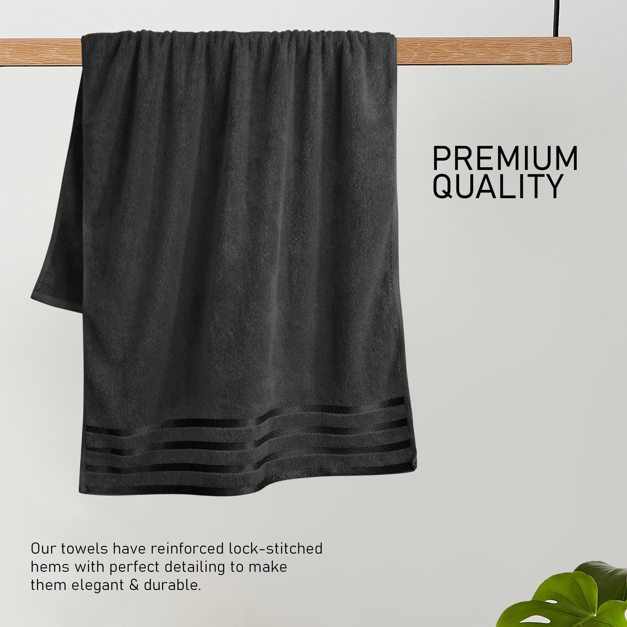 OLIVIA ROCCO Belmont Viscose Stripe Grey Towels 100% Cotton Hotel Quality Super Absorbent