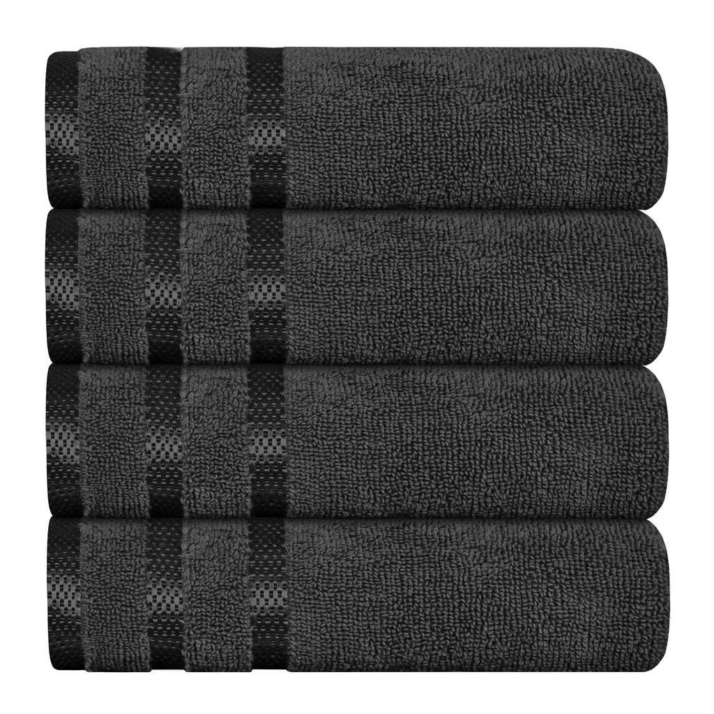 OLIVIA ROCCO Belmont Viscose Stripe Grey Towels 100% Cotton Hotel Quality Super Absorbent