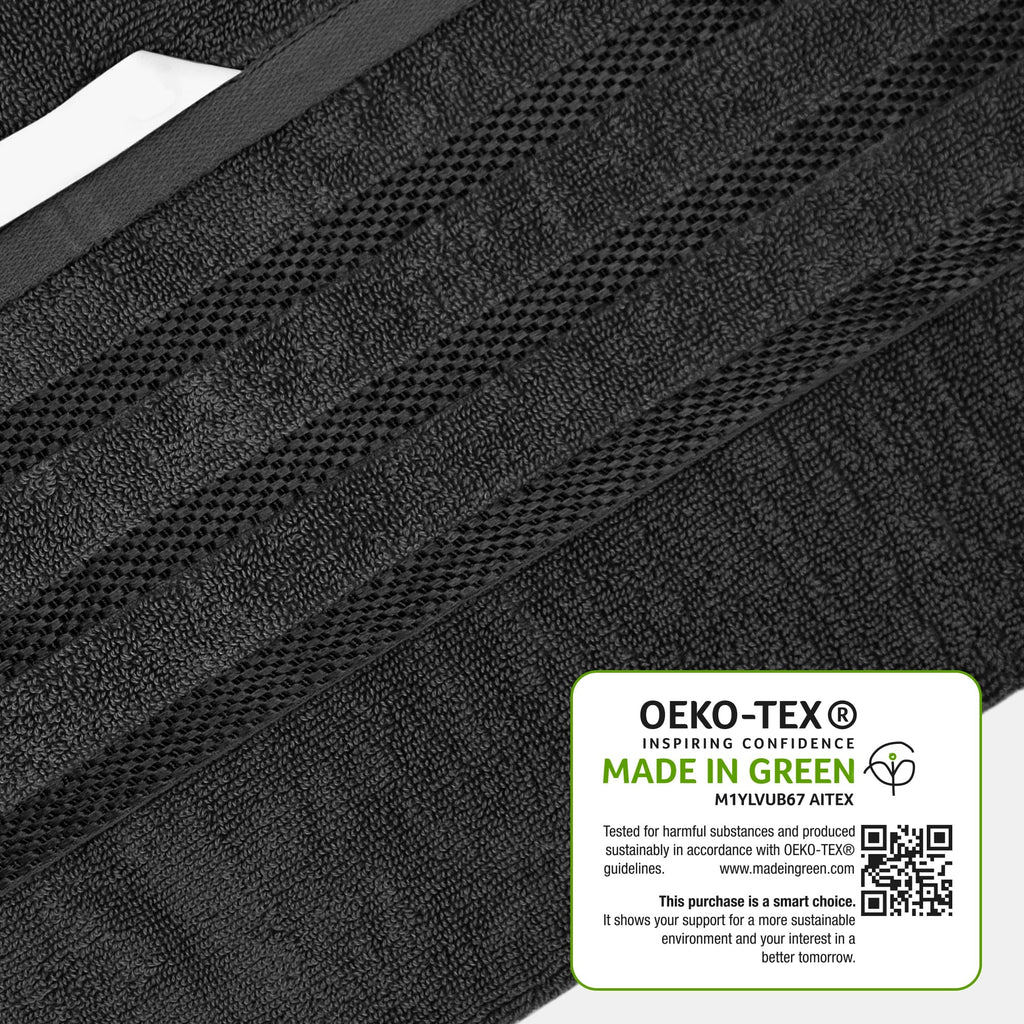 OLIVIA ROCCO Belmont Viscose Stripe Grey Towels 100% Cotton Hotel Quality Super Absorbent