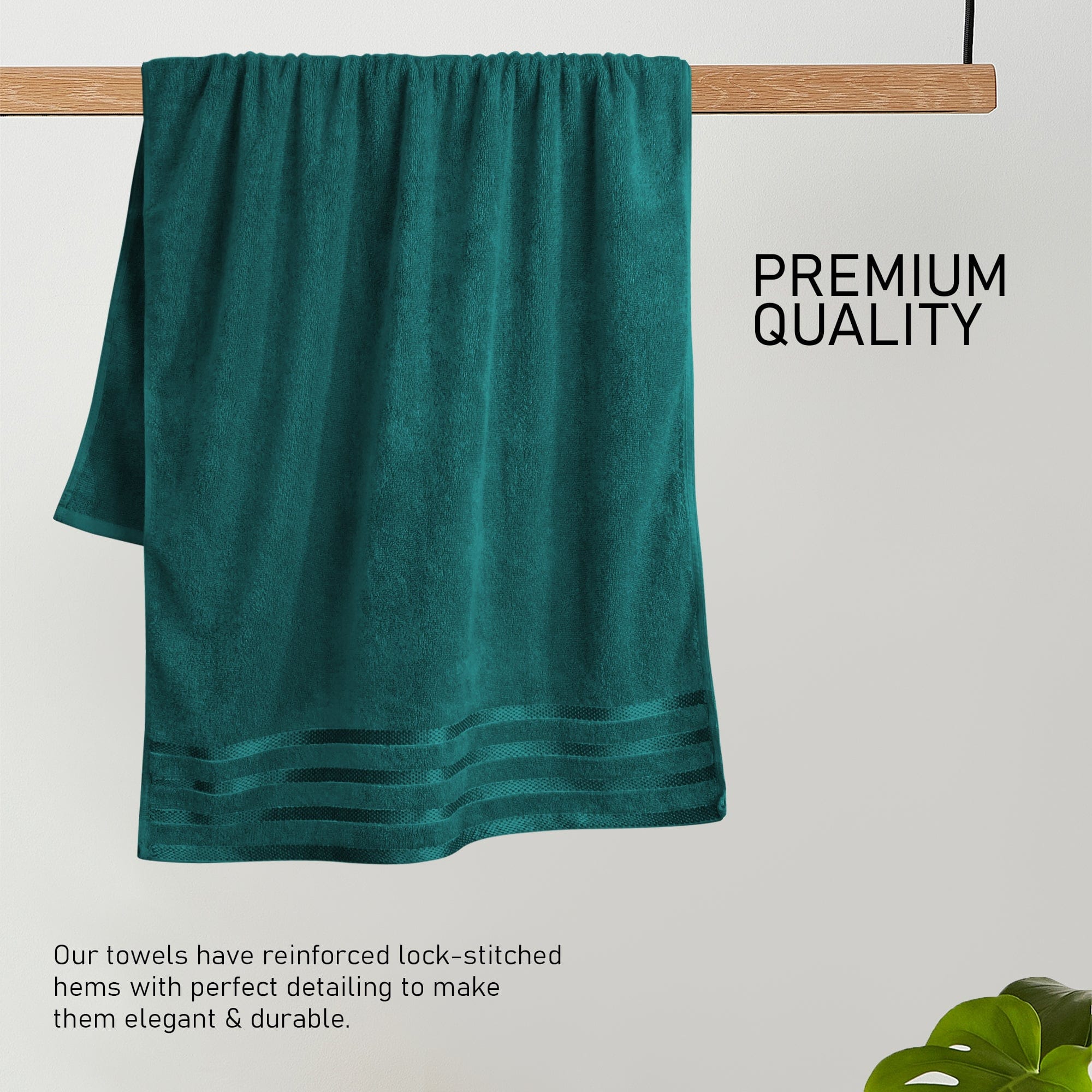 OLIVIA ROCCO Belmont Viscose Stripe Jade Green Towels 100% Cotton Hotel Quality Easy-Care Hotel-Quality Bathroom