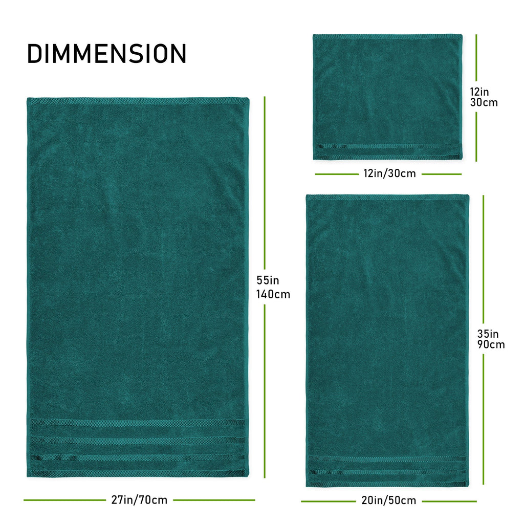OLIVIA ROCCO Belmont Viscose Stripe Jade Green Towels 100% Cotton Hotel Quality Easy-Care Hotel-Quality Bathroom