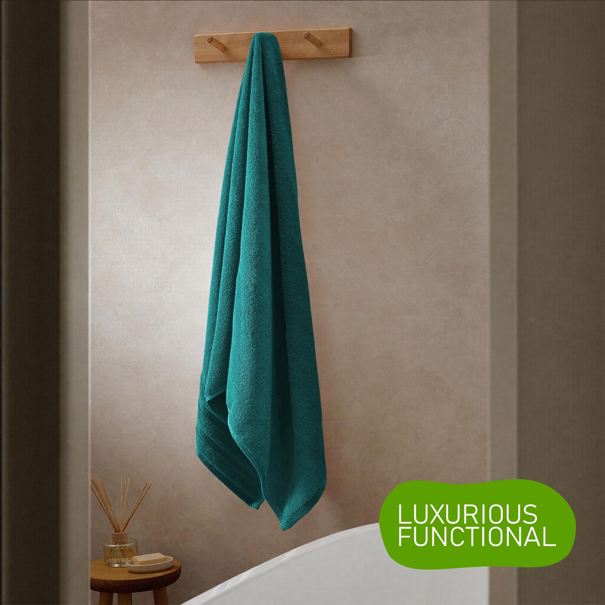 OLIVIA ROCCO Belmont Viscose Stripe Jade Green Towels 100% Cotton Hotel Quality Easy-Care Hotel-Quality Bathroom
