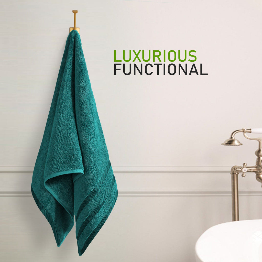 OLIVIA ROCCO Belmont Viscose Stripe Jade Green Towels 100% Cotton Hotel Quality Easy-Care Hotel-Quality Bathroom