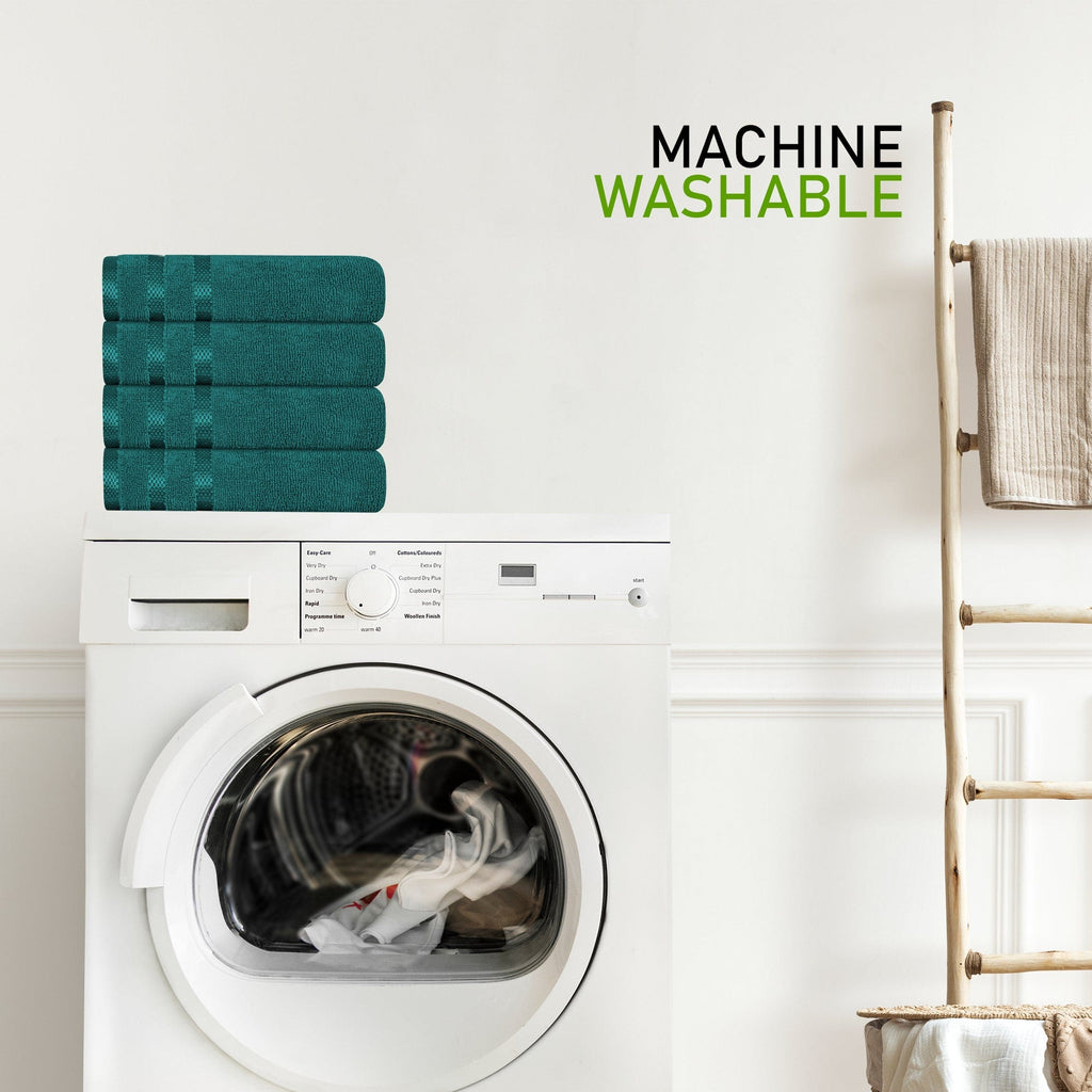 OLIVIA ROCCO Belmont Viscose Stripe Jade Green Towels 100% Cotton Hotel Quality Easy-Care Hotel-Quality Bathroom