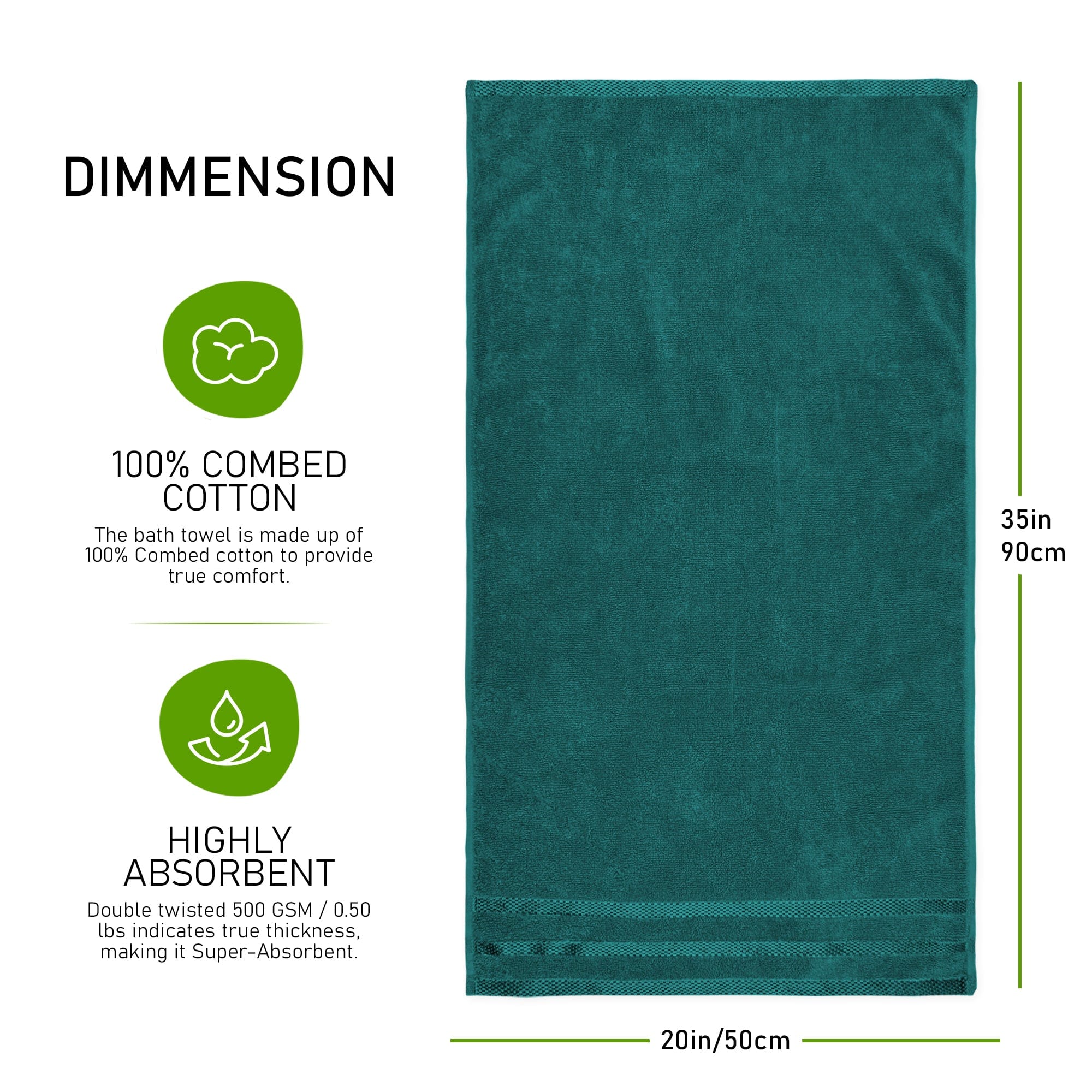 OLIVIA ROCCO Belmont Viscose Stripe Jade Green Towels 100% Cotton Hotel Quality Easy-Care Hotel-Quality Bathroom