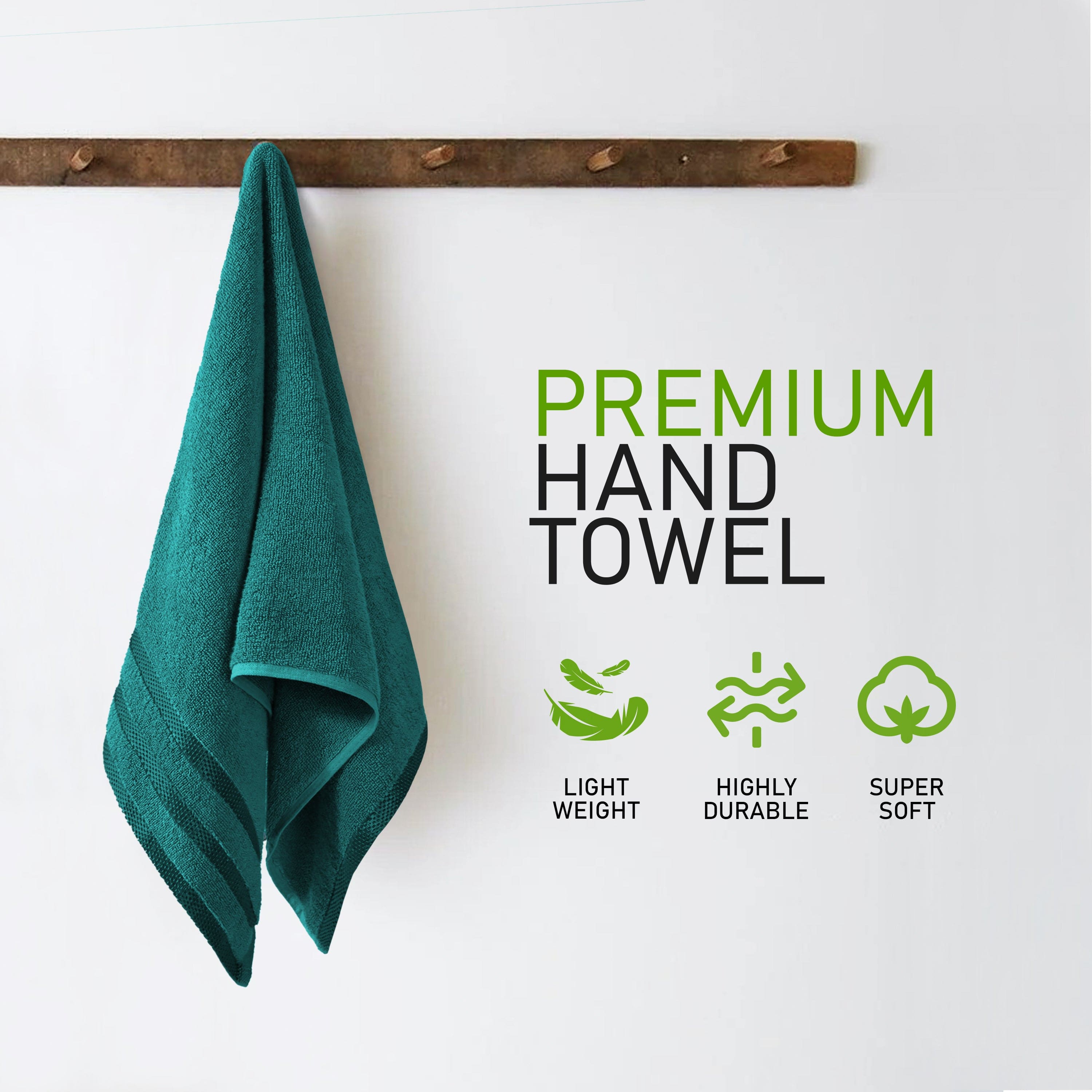 OLIVIA ROCCO Belmont Viscose Stripe Jade Green Towels 100% Cotton Hotel Quality Easy-Care Hotel-Quality Bathroom