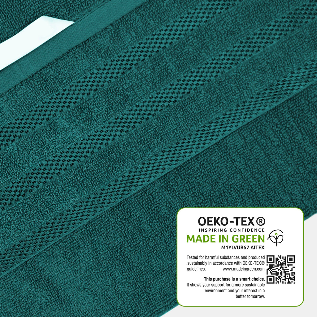 OLIVIA ROCCO Belmont Viscose Stripe Jade Green Towels 100% Cotton Hotel Quality Easy-Care Hotel-Quality Bathroom
