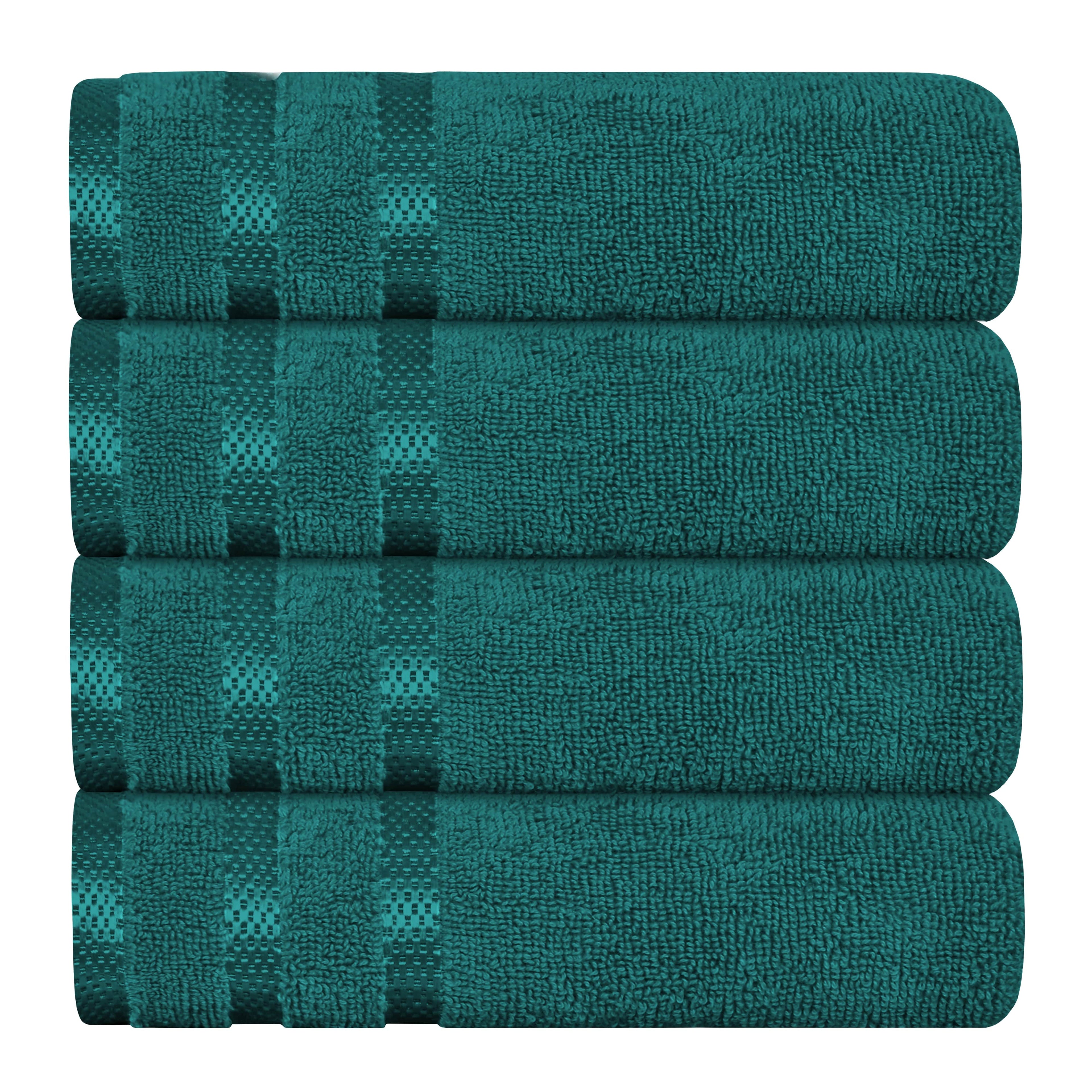 OLIVIA ROCCO Belmont Viscose Stripe Jade Green Towels 100% Cotton Hotel Quality Easy-Care Hotel-Quality Bathroom