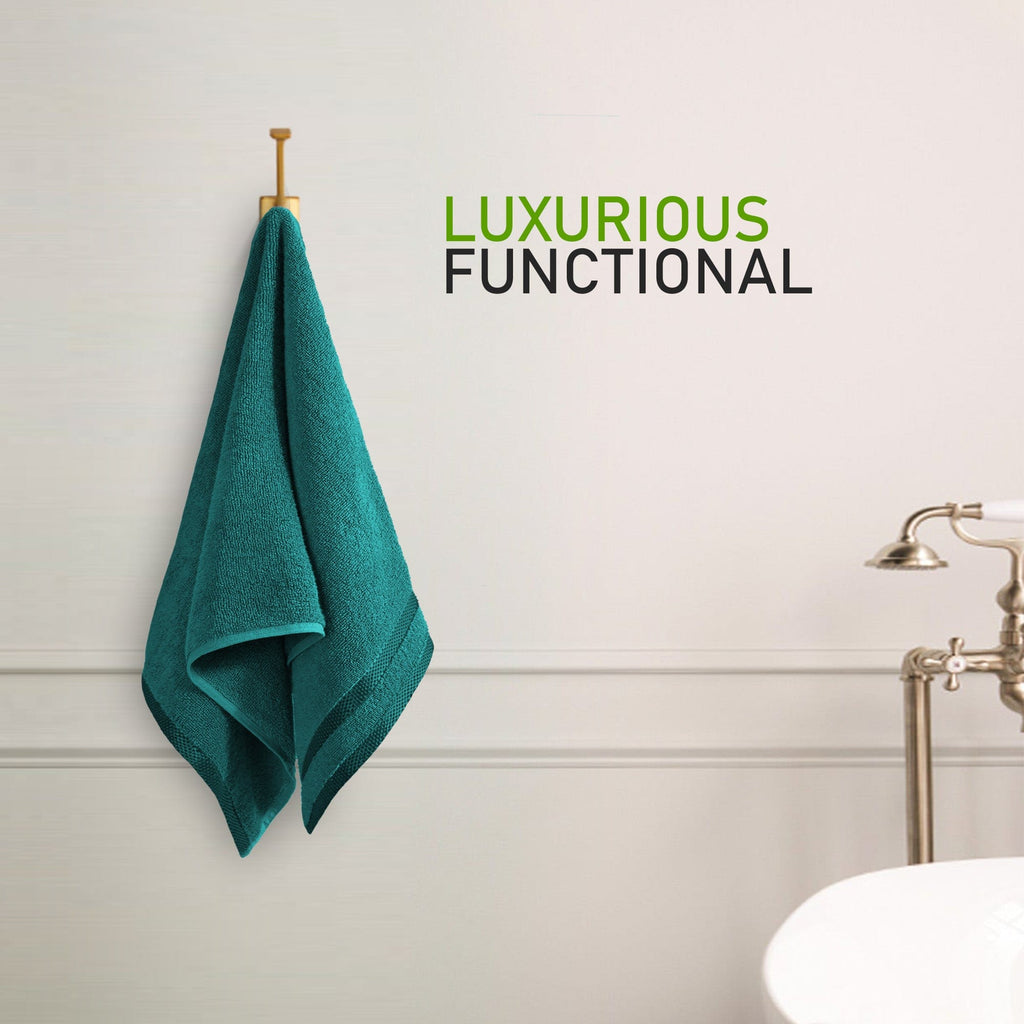 OLIVIA ROCCO Belmont Viscose Stripe Jade Green Towels 100% Cotton Hotel Quality Easy-Care Hotel-Quality Bathroom