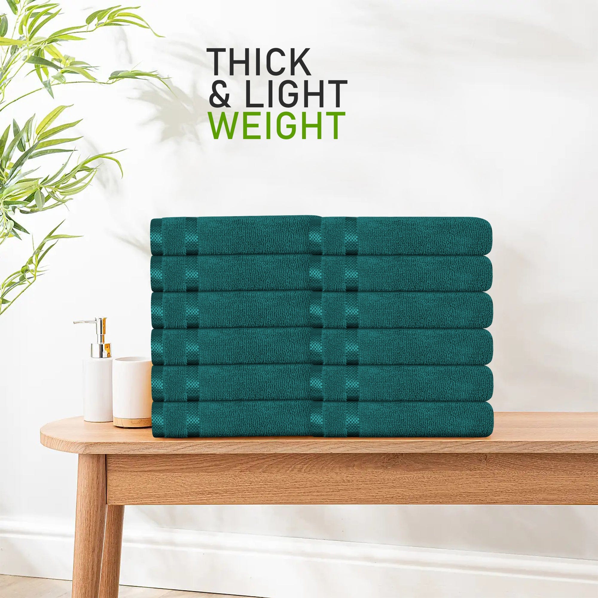 OLIVIA ROCCO Belmont Viscose Stripe Jade Green Towels 100% Cotton Hotel Quality Easy-Care Hotel-Quality Bathroom