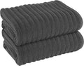 OLIVIA ROCCO Hydro Cotton Ribbed Towels Jumbo Bath Sheets 2 Pack Charcoal Highly