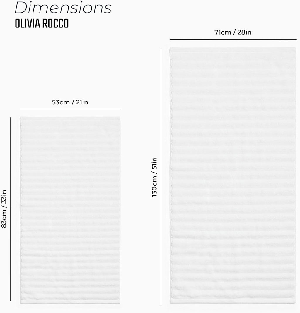 OLIVIA ROCCO Hydro Cotton Ribbed Towels Jumbo Bath Sheets 2 Pack Charcoal Highly