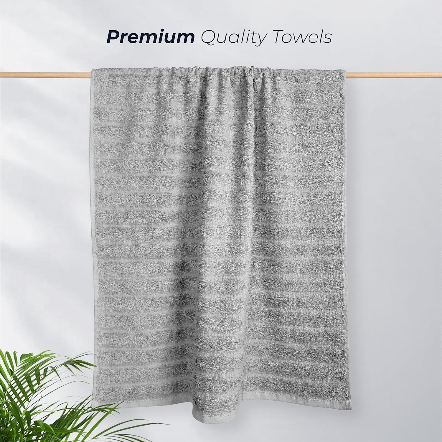 OLIVIA ROCCO Hydro Cotton Ribbed Towels Jumbo Bath Sheets 2 Pack Charcoal Highly