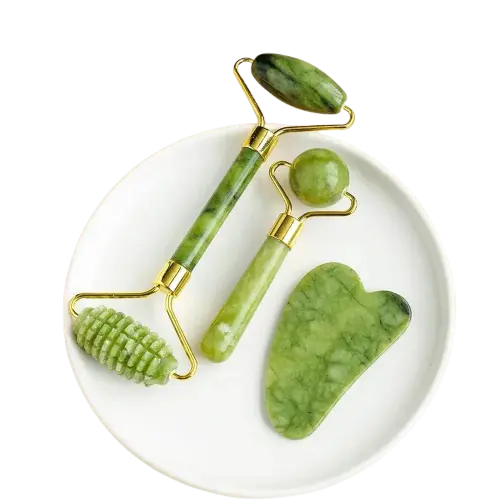 Natural Xiuyu Jade Facial Roller Gua Sha Sculpting Set