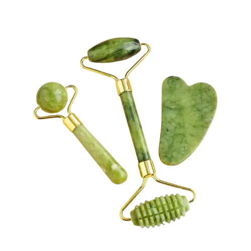 Natural Xiuyu Jade Facial Roller Gua Sha Sculpting Set
