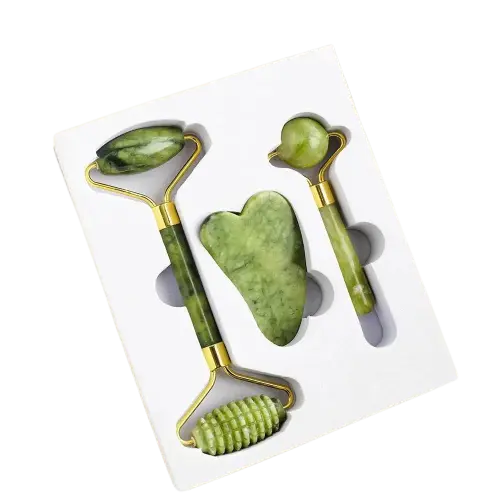 Natural Xiuyu Jade Facial Roller Gua Sha Sculpting Set