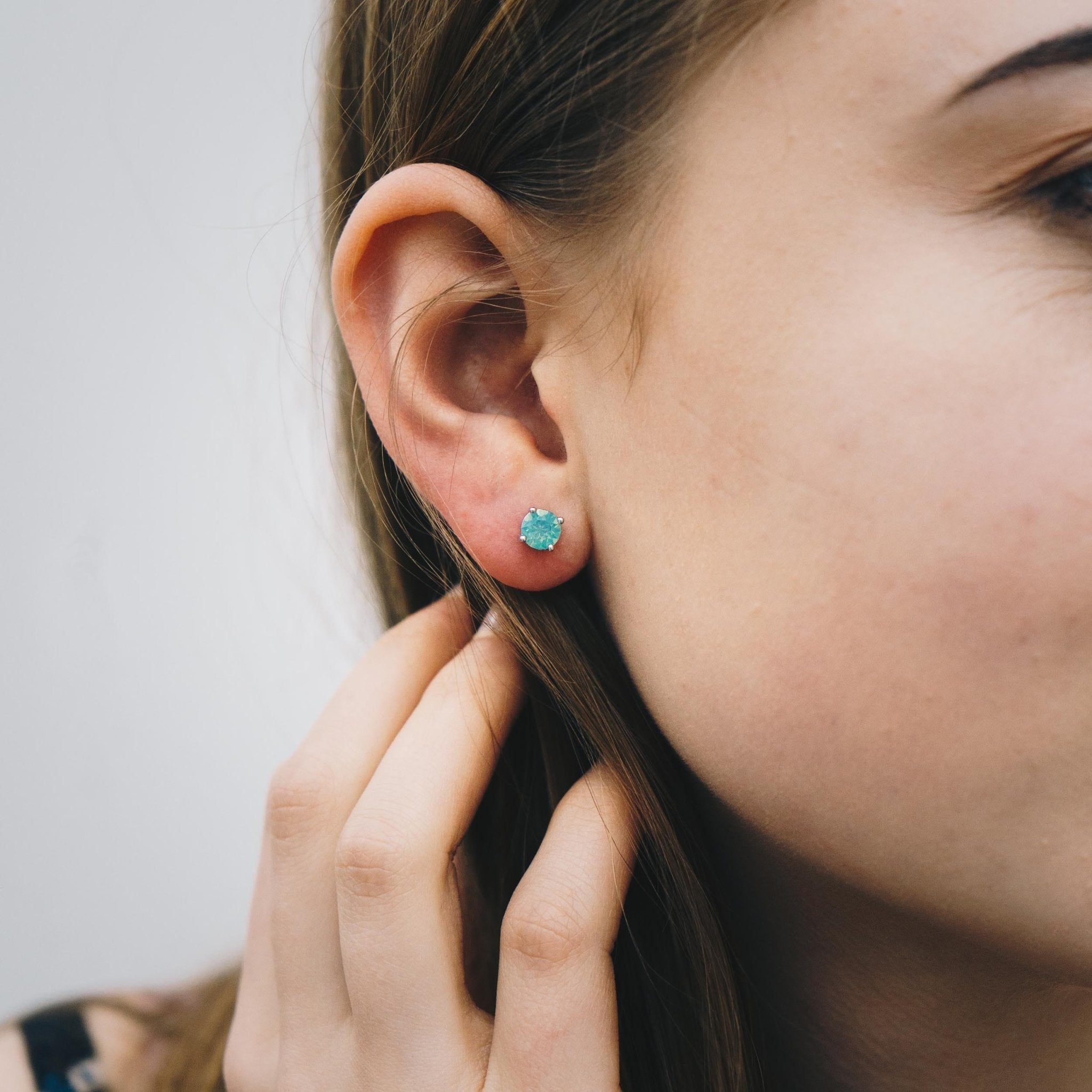 Pacific Green Opal Earrings Created with Zircondia® Crystals