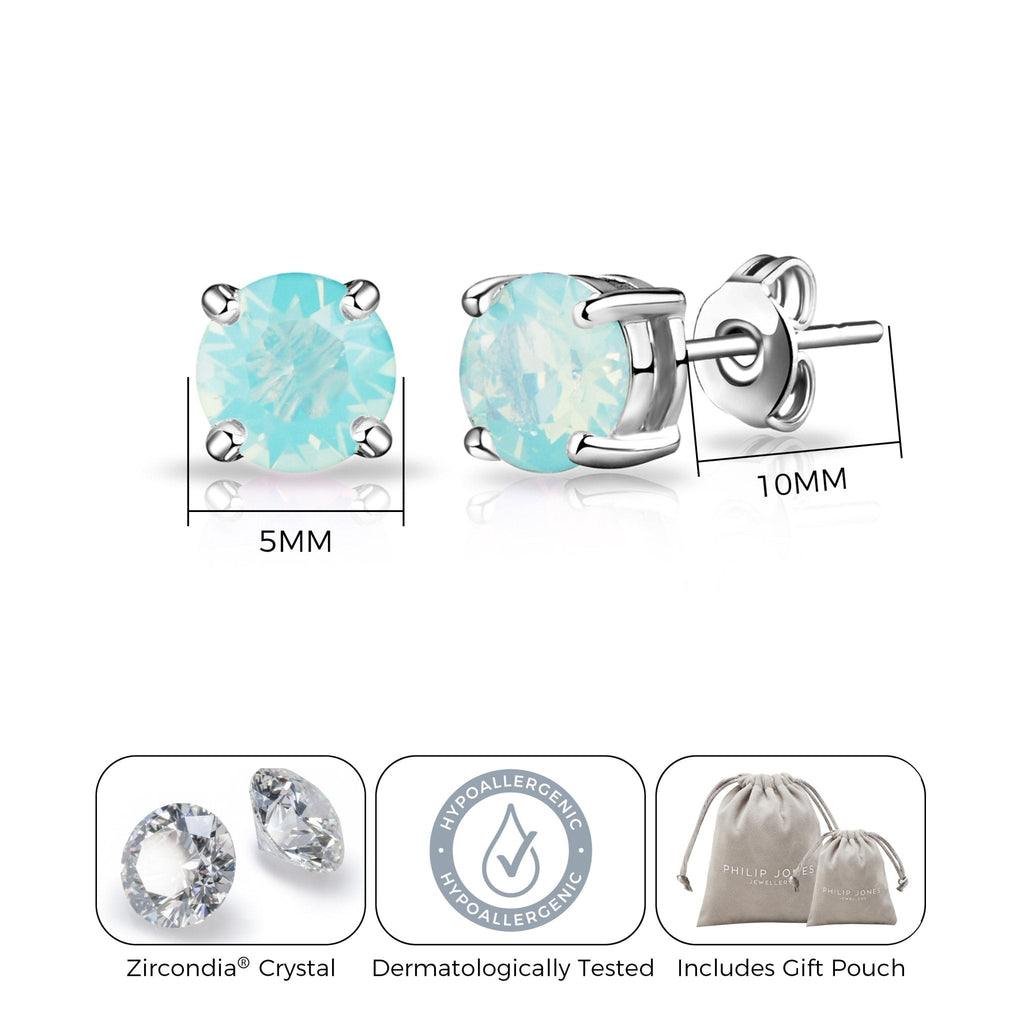 Pacific Green Opal Earrings Created with Zircondia® Crystals