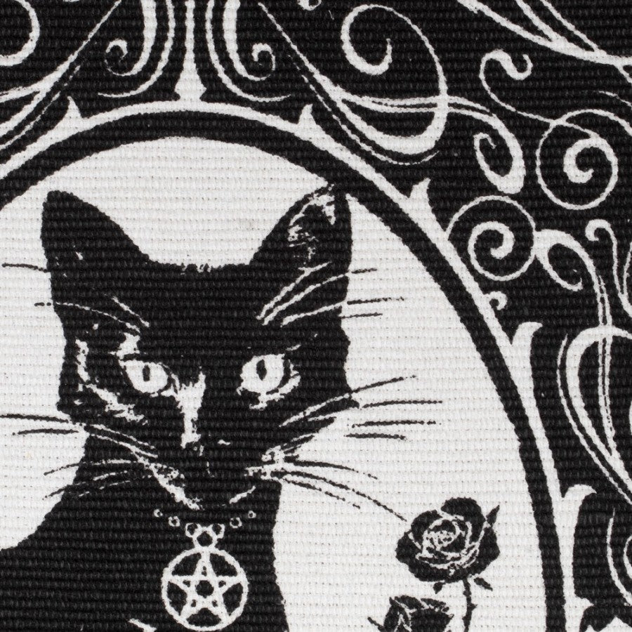 Black Cat Occult Rug Woven Cotton Gothic Home Décor - Alchemy Gothic Paracelsus