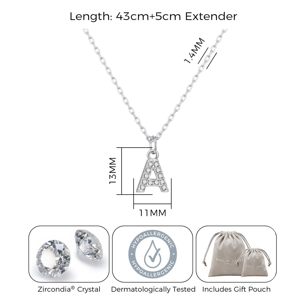 Pave Initial Necklace Letter A Created with Zircondia® Crystals