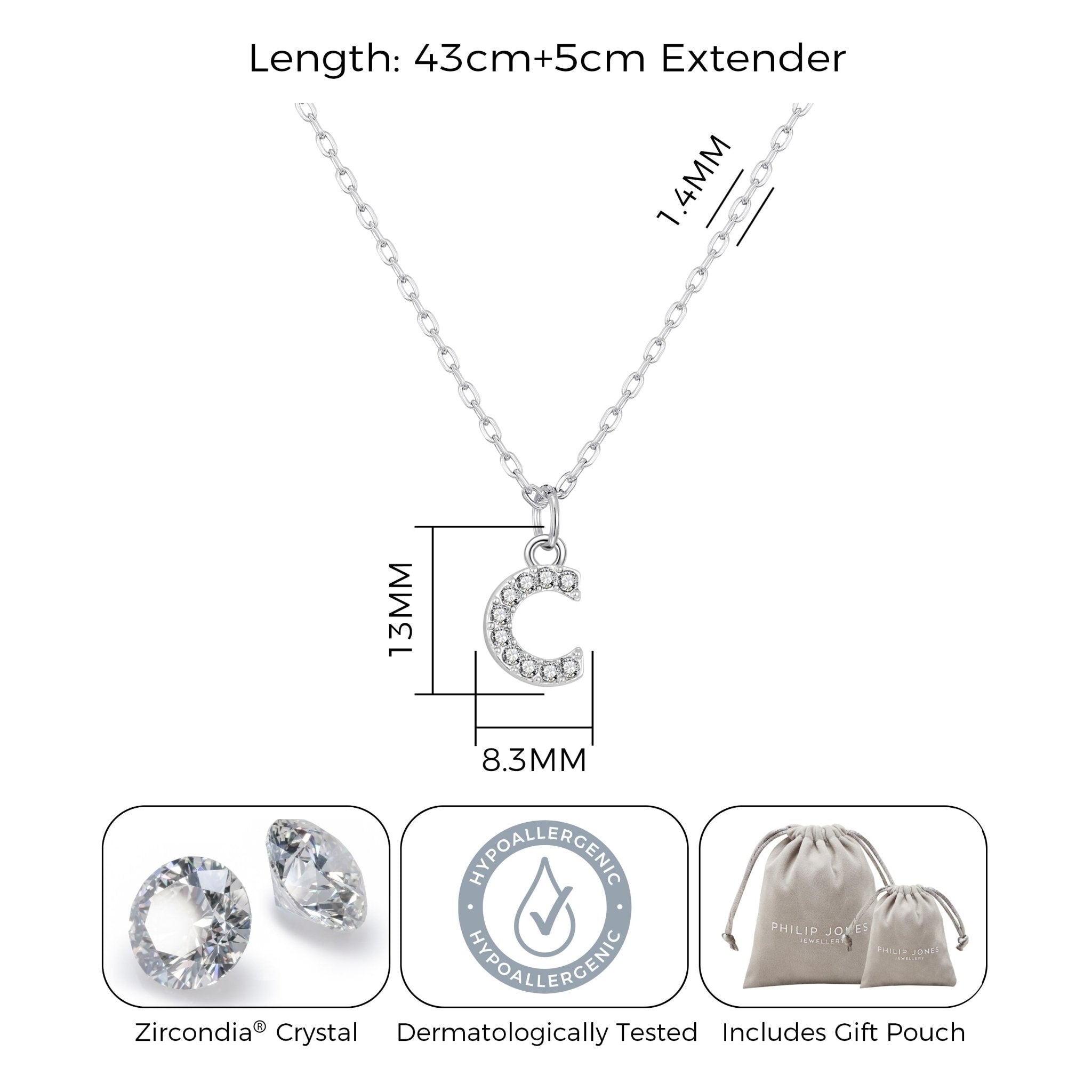Pave Initial Necklace Letter C Created with Zircondia® Crystals